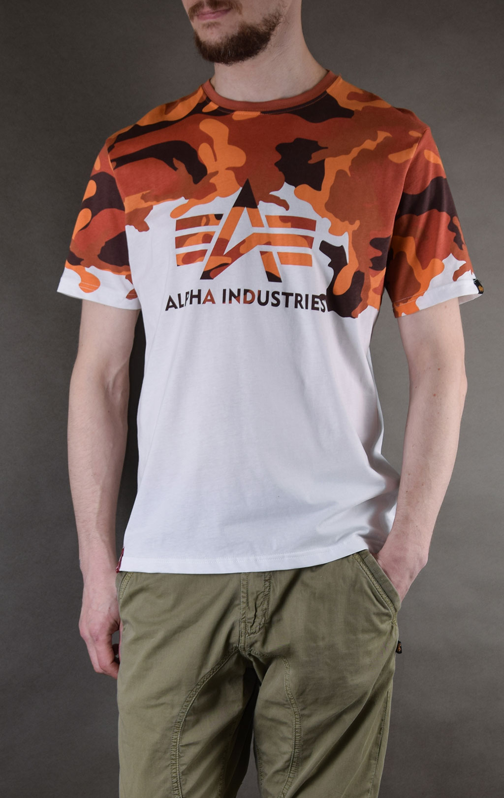 Футболка ALPHA INDUSTRIES LOST CAMO T orange camo 