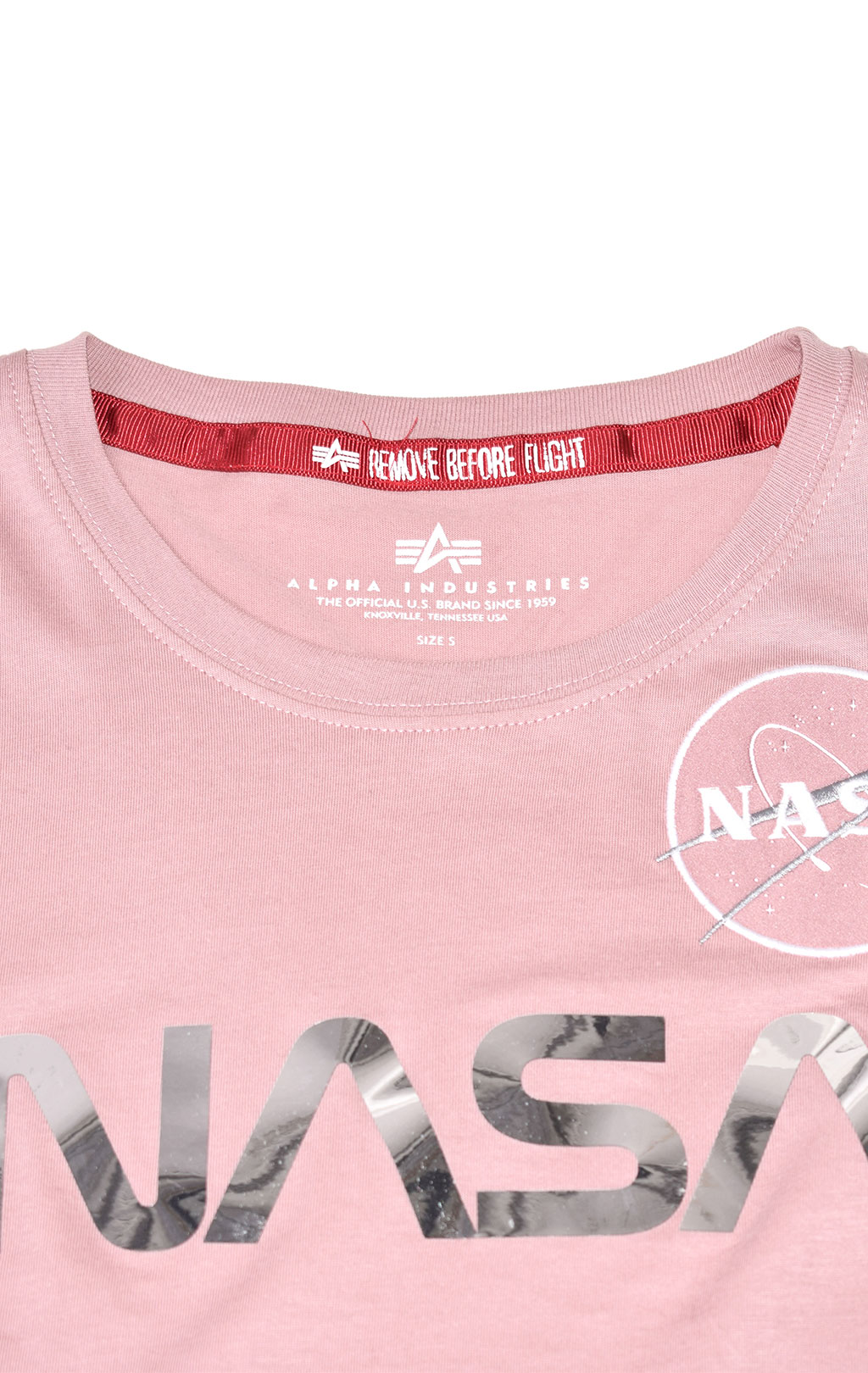 Женская футболка ALPHA INDUSTRIES NASA PM T silver pink/chrome 