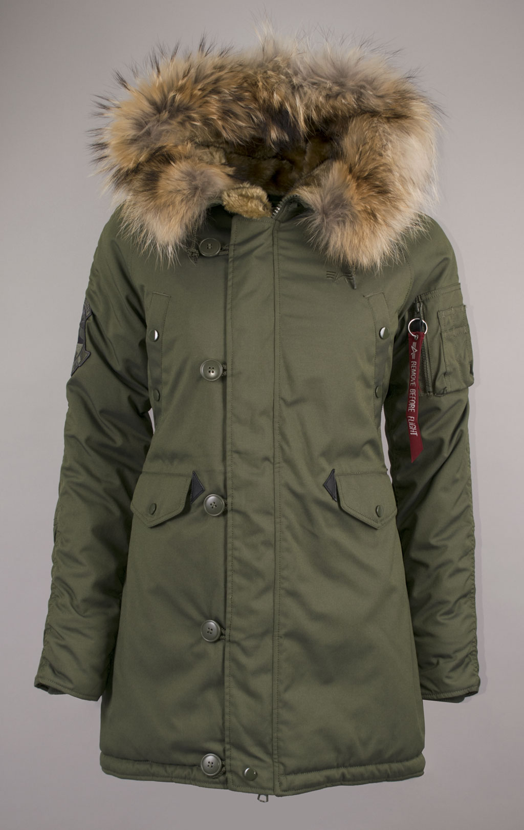 Женская аляска ALPHA INDUSTRIES EXPLORER натур. мех dark green 