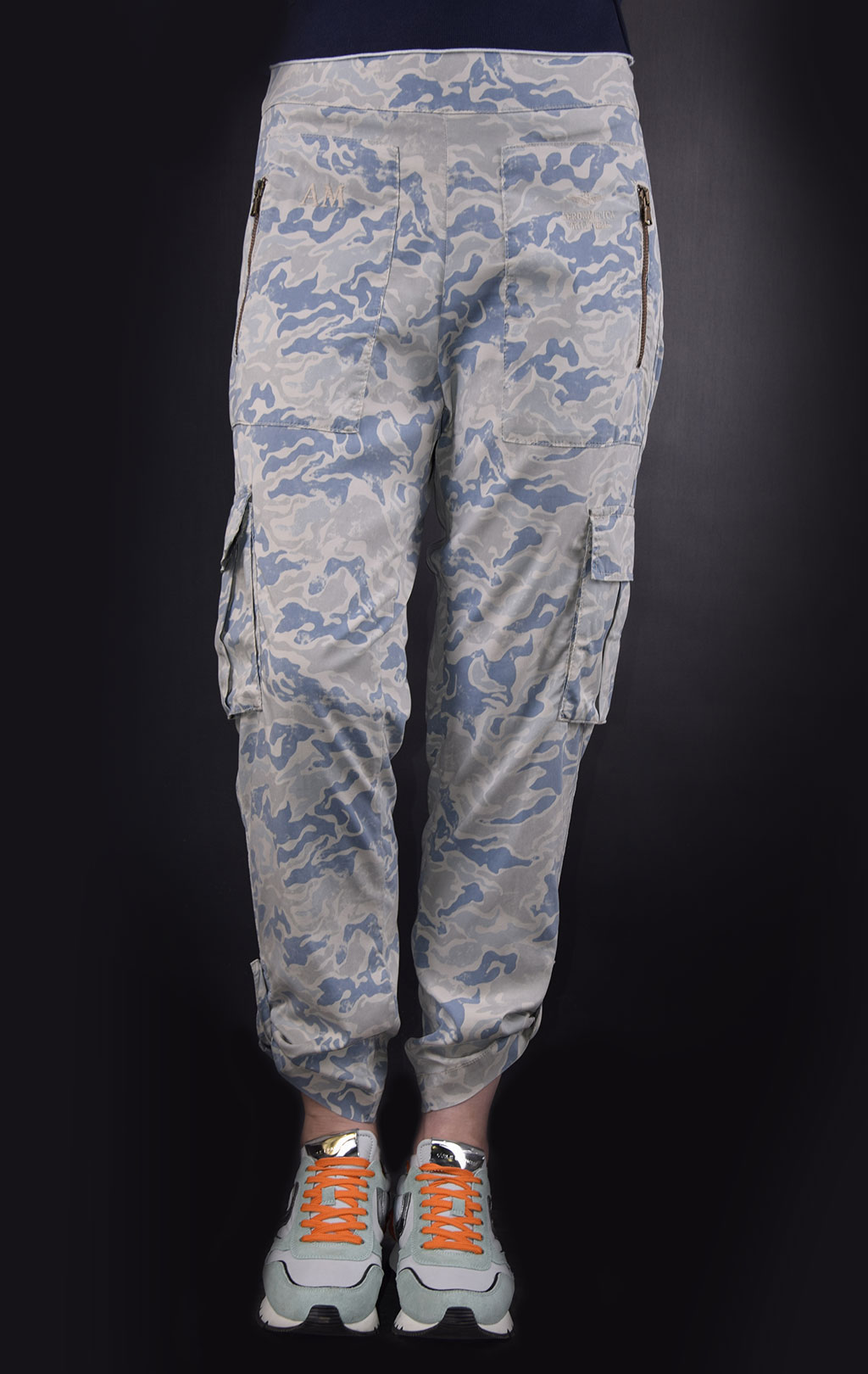 Женские брюки-карго AERONAUTICA MILITARE SS19 camouflage azzurro (PA 1336) 