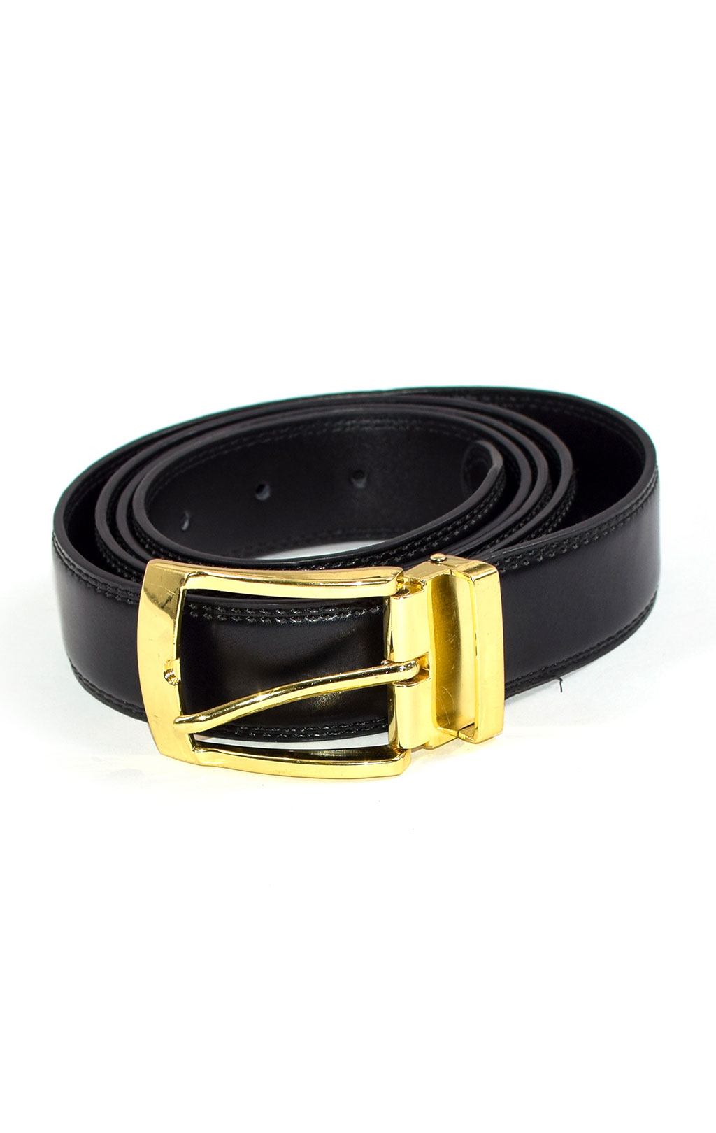 Ремень одношпеньковый кожа gold buckle black Голландия