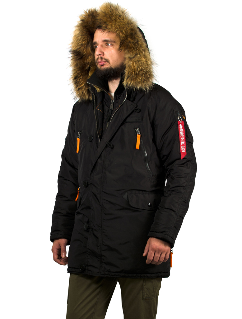 Аляска ALPHA INDUSTRIES PPS N-3B натур. мех black/orange 