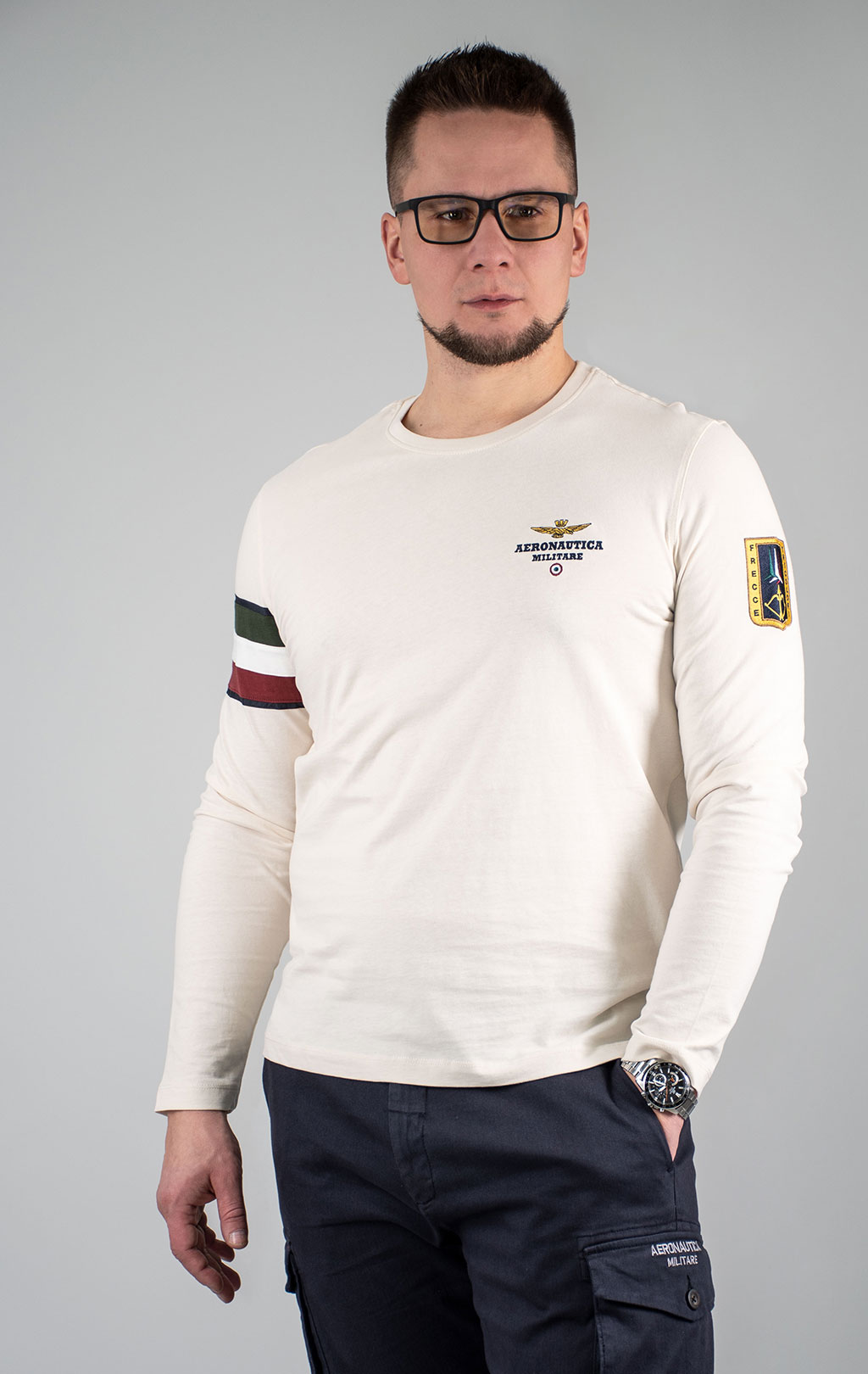 Лонгслив AERONAUTICA MILITARE FW 24/25/BD white beige (TS 2319) 
