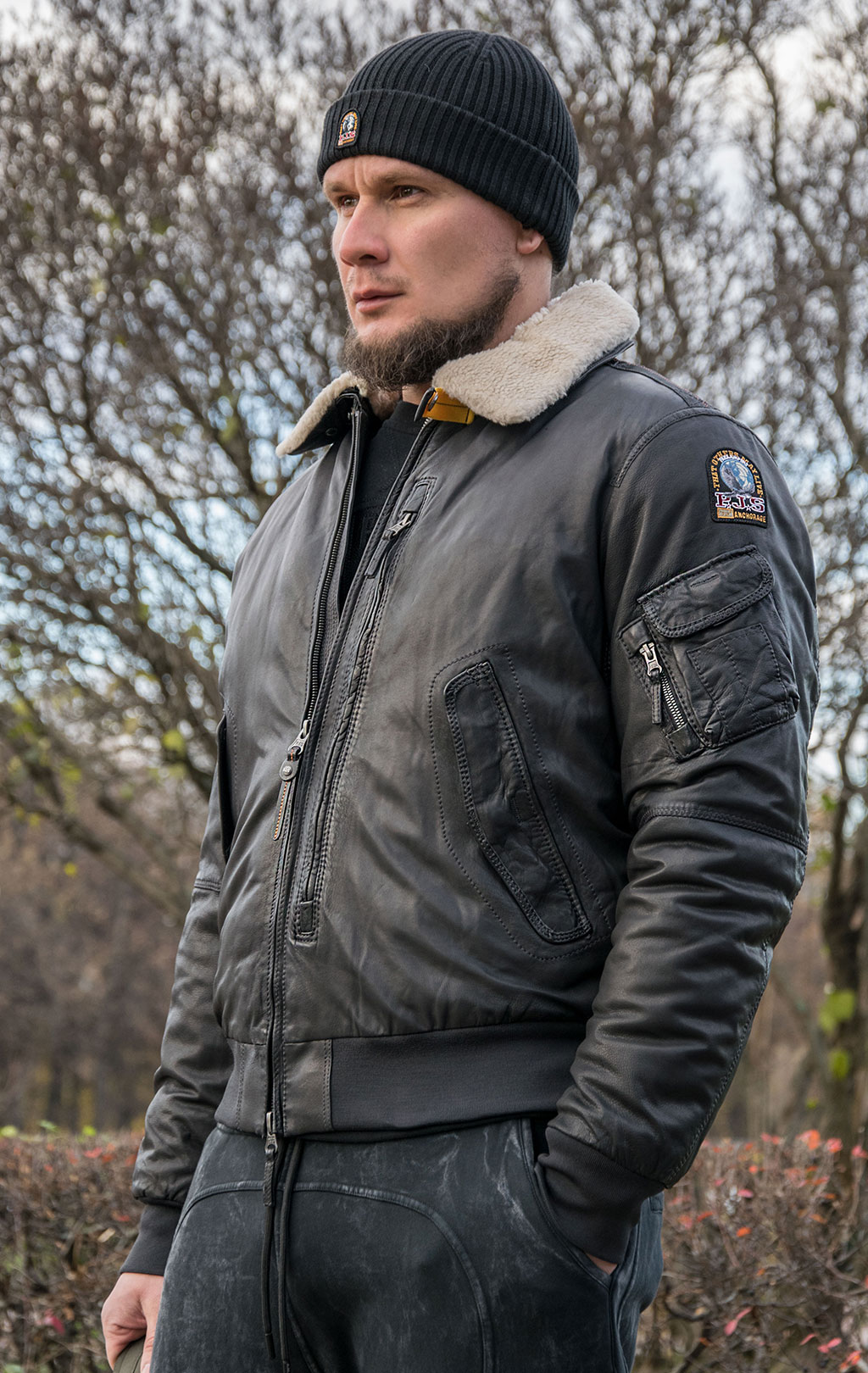 Куртка-пилот PARAJUMPERS JOSH LEATHER кожа FW 21/22 phantom 