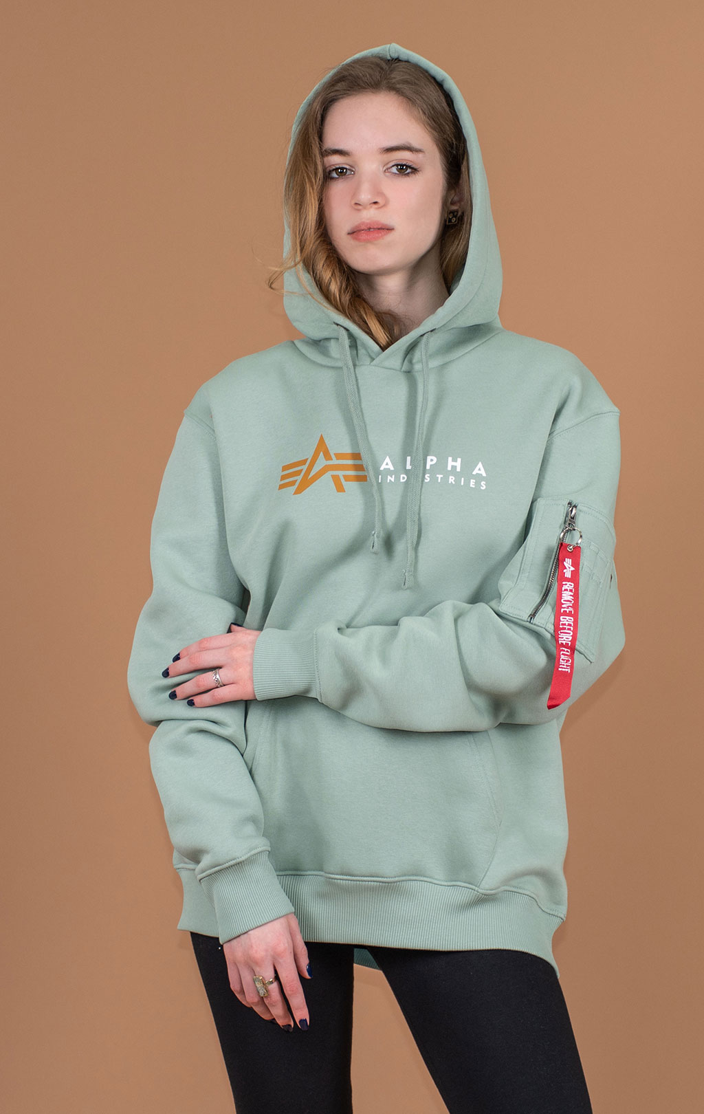 Толстовка ALPHA INDUSTRIES ALPHA LABEL HOODY dusty green 