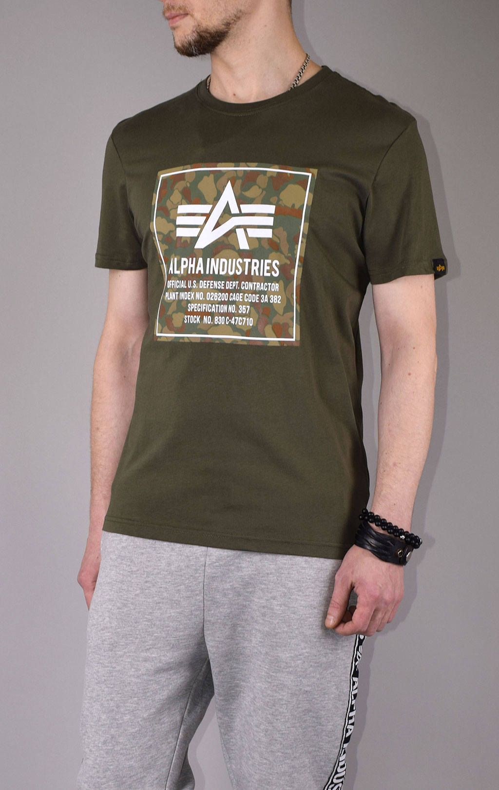 Футболка ALPHA INDUSTRIES CAMO BLOCK T dark olive 