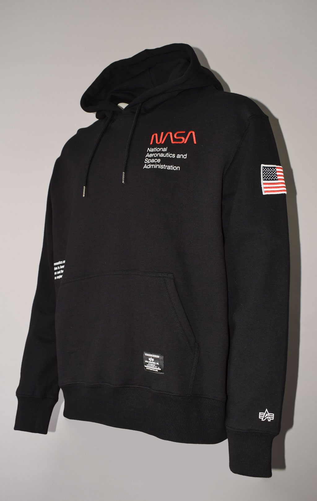 Толстовка ALPHA INDUSTRIES NASA WORM LOGO HOODIE SS 23 black 