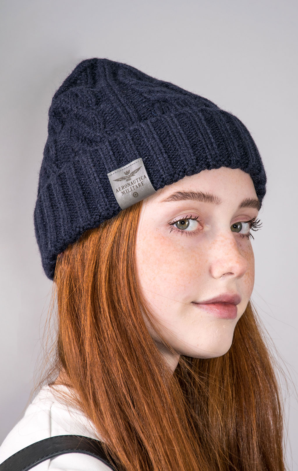 Шапка вязаная AERONAUTICA MILITARE FW 23/24/CN blue navy (CU 045) 