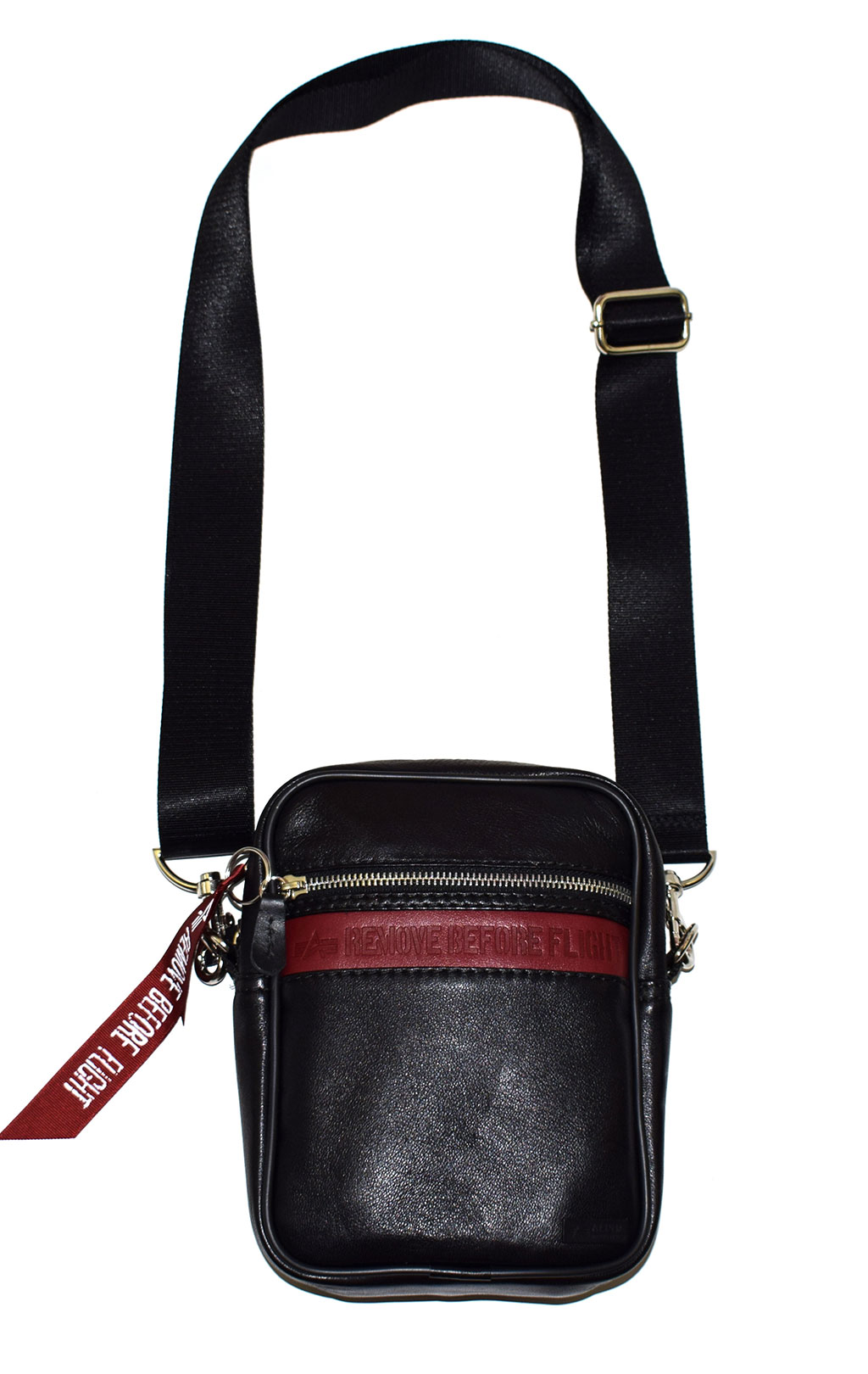 Сумка ALPHA INDUSTRIES RBF LEATHER MESSENGER BAG black/red 