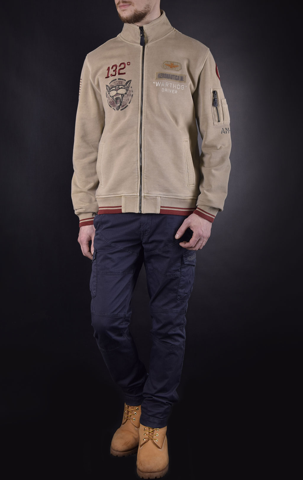 Толстовка AERONAUTICA MILITARE SS19 tortora (FE 1373) 