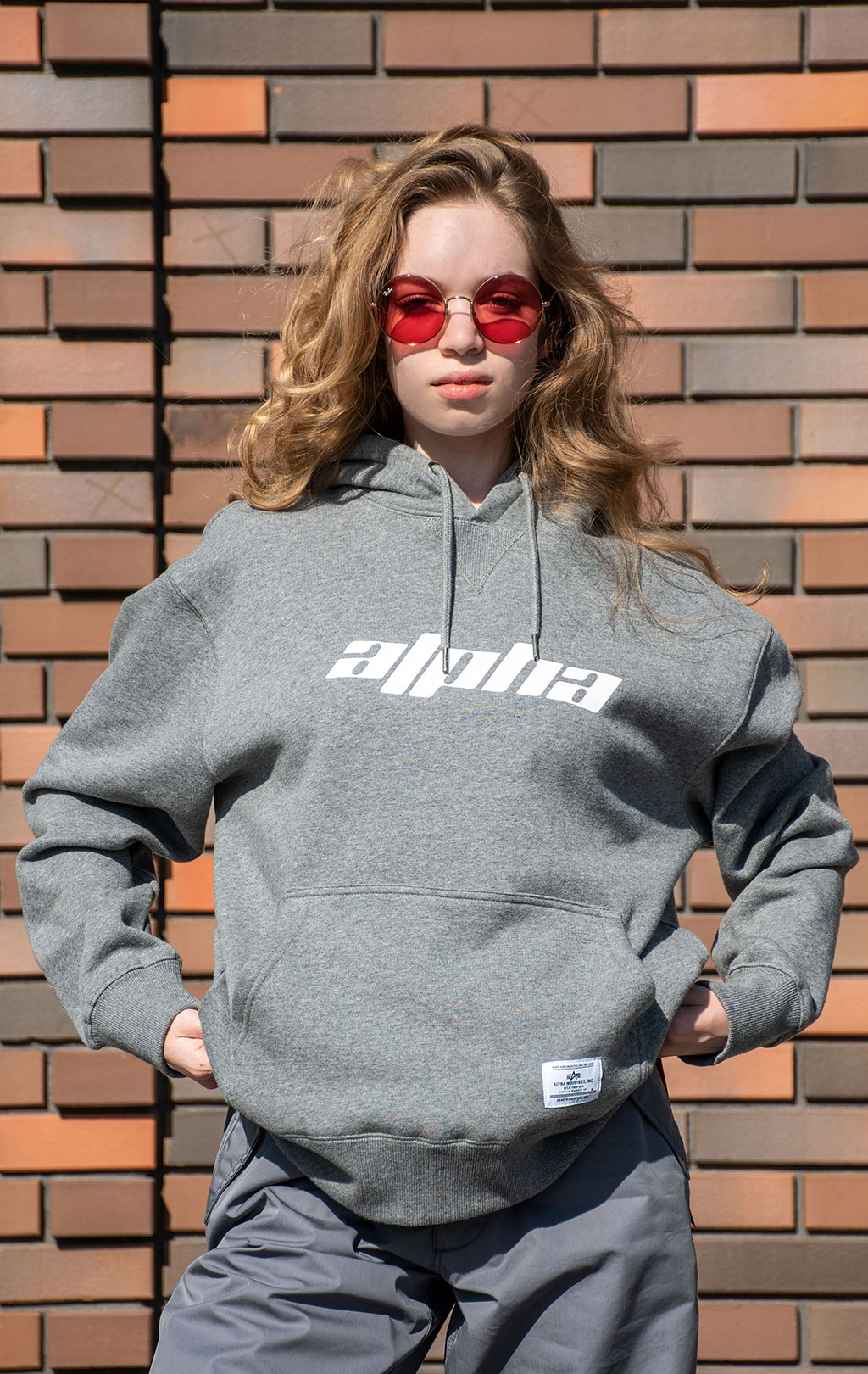 Толстовка ALPHA INDUSTRIES ALPHA LOGOS HOODIE FW 24/25 medium charcoal heather 