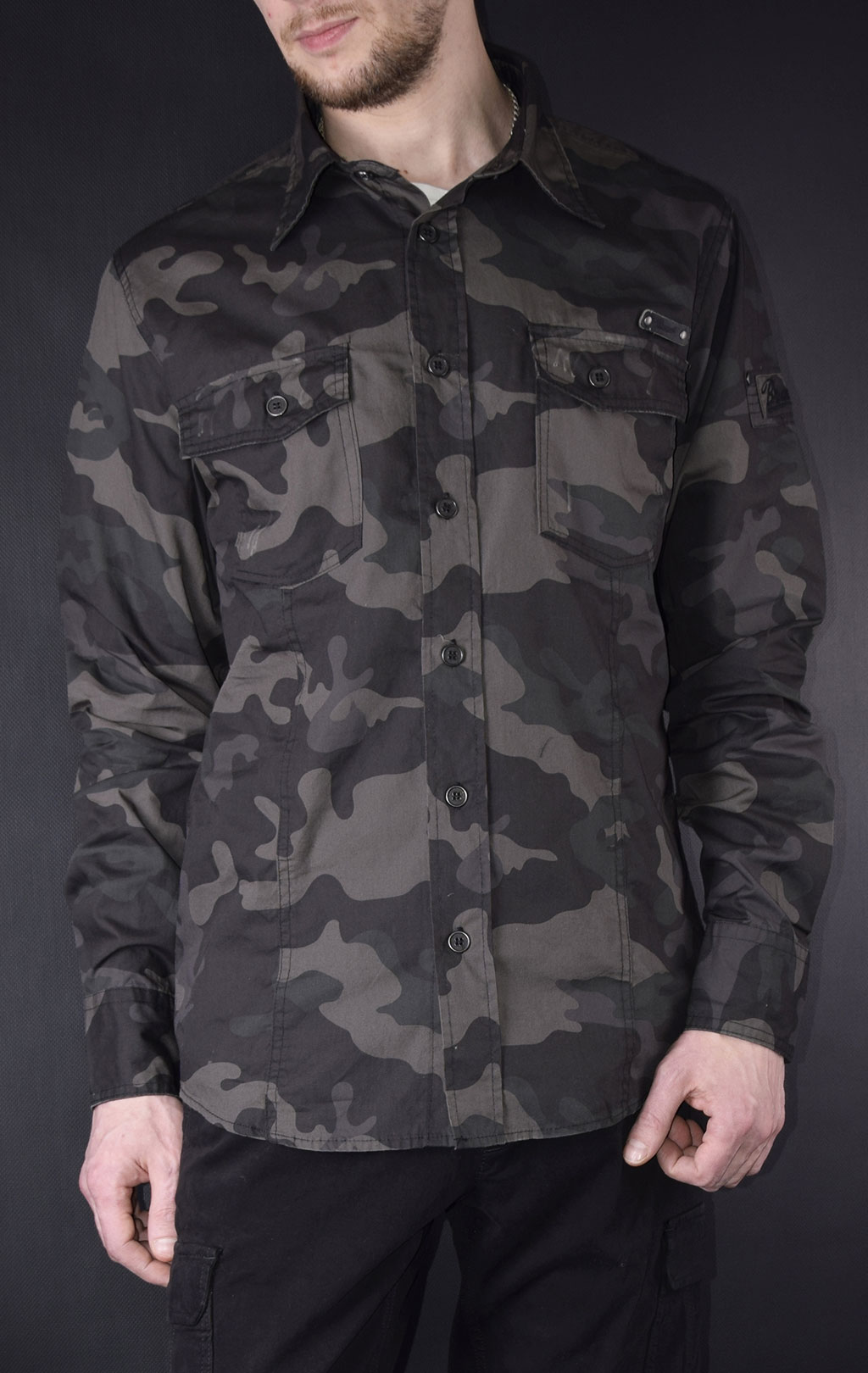 Рубашка BRANDIT Shirt Slim dark camo 