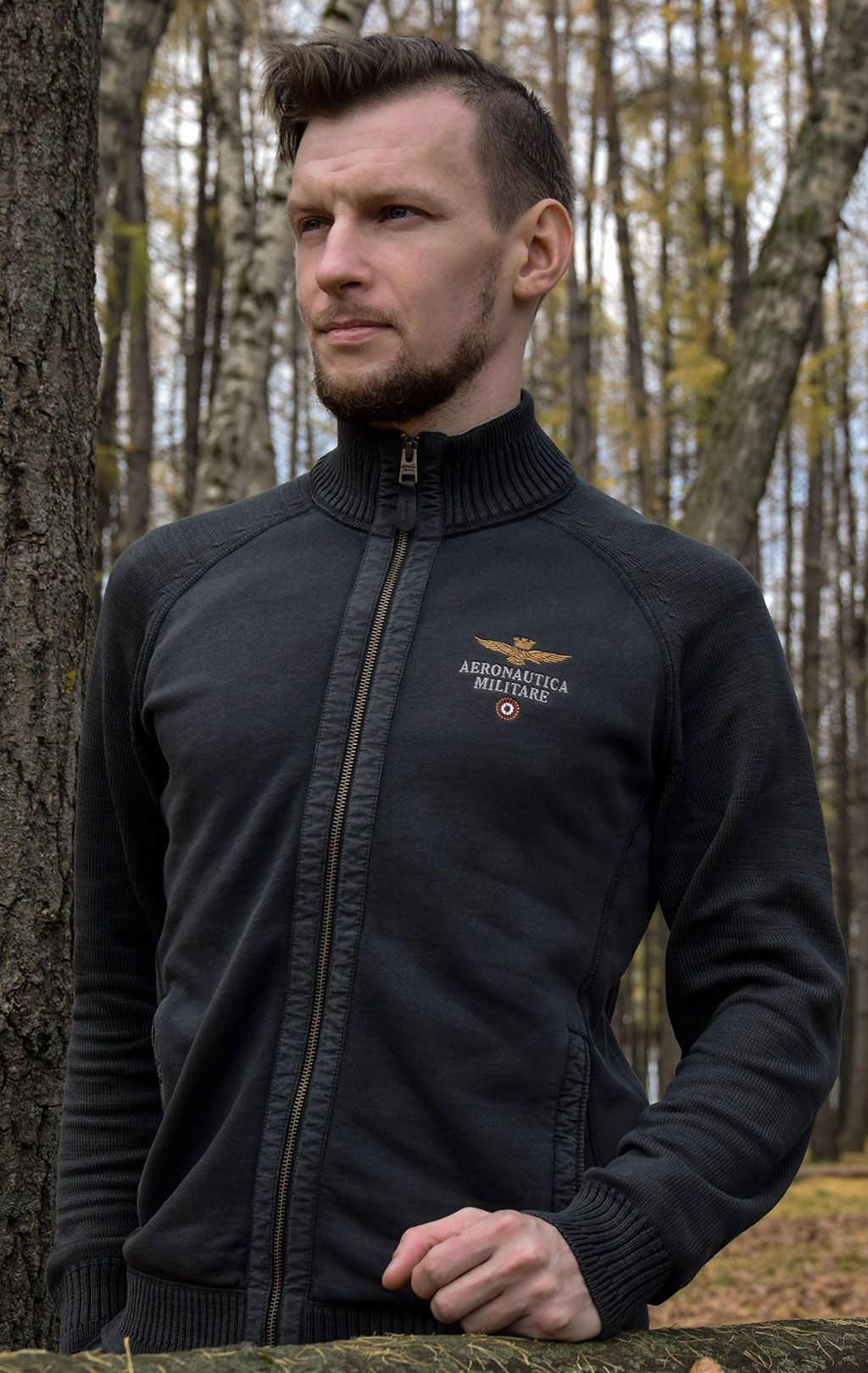 Свитер на молнии AERONAUTICA MILITARE FW 19/20 asfalto (MA 1200) 