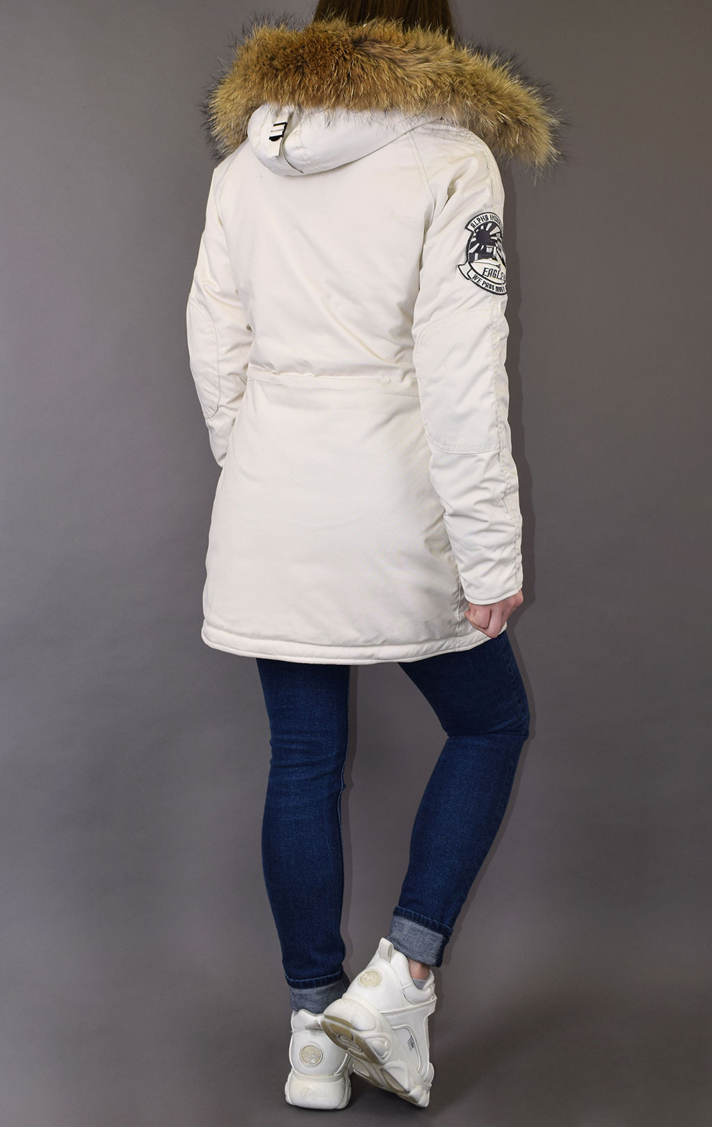 Женская аляска ALPHA INDUSTRIES EXPLORER натур. мех white off 