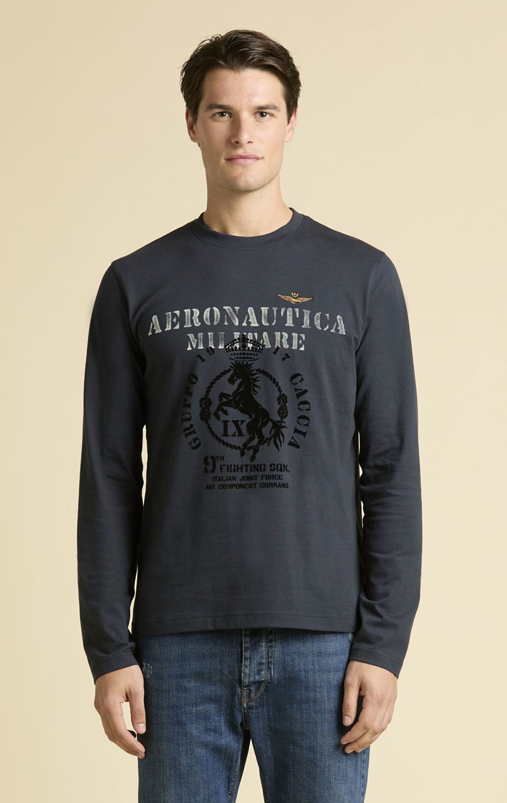 Лонгслив AERONAUTICA MILITARE FW 25/26/BD blue navy (TS 2471) 