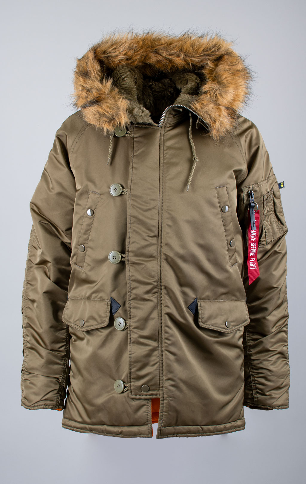 Аляска ALPHA INDUSTRIES SLIM FIT GEN-I N-3B vintage olive/orange 
