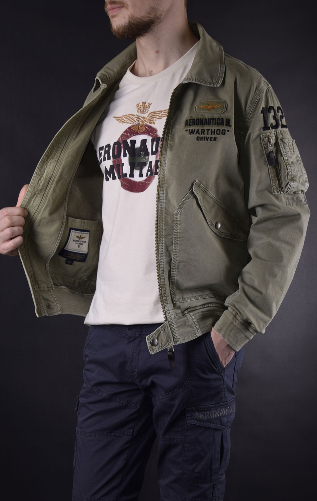 Ветровка-бомбер AERONAUTICA MILITARE SS19 salvia (AB 1752) 