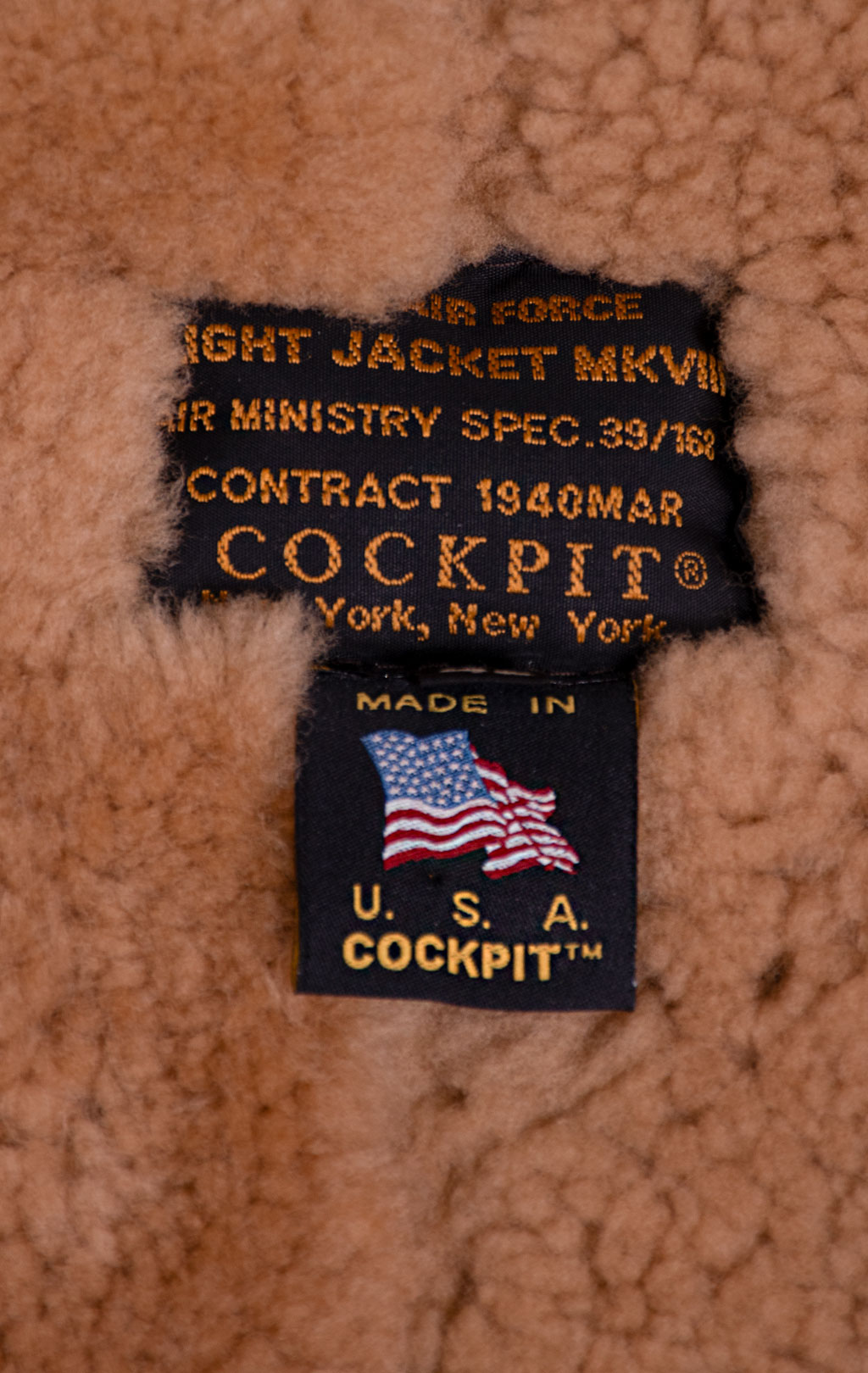 Куртка-пилот COCKPIT RAF овчина brown (Z2109) 