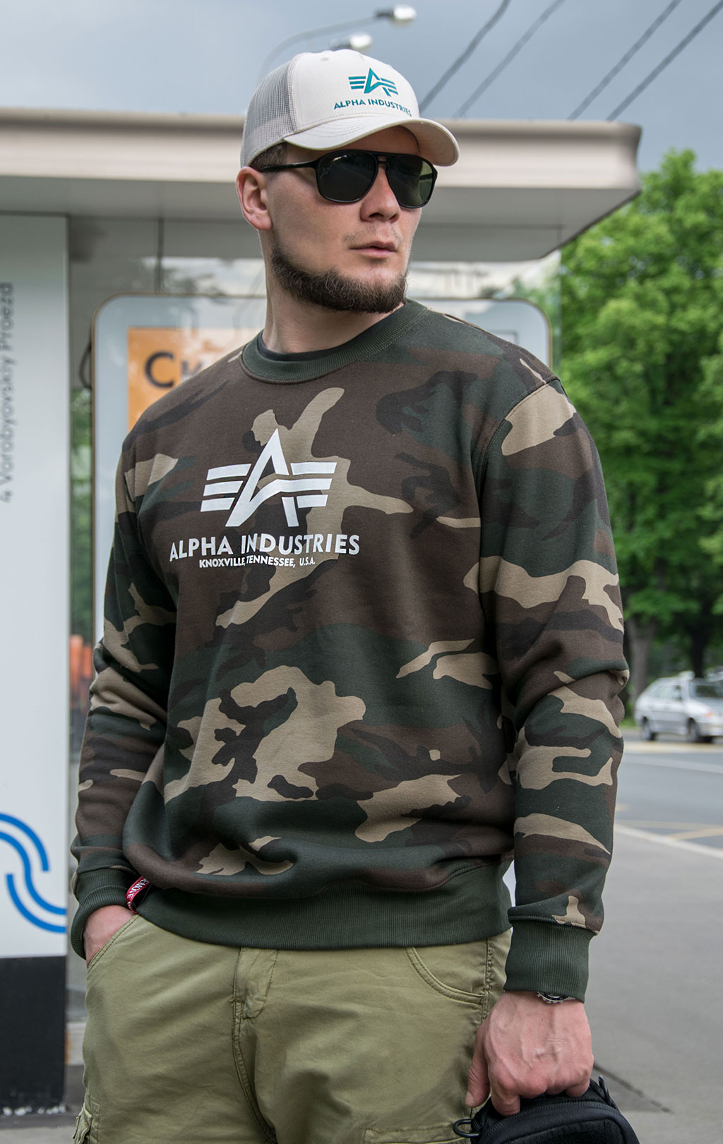 Свитшот ALPHA INDUSTRIES BASIC SWEATER camo woodland 65 