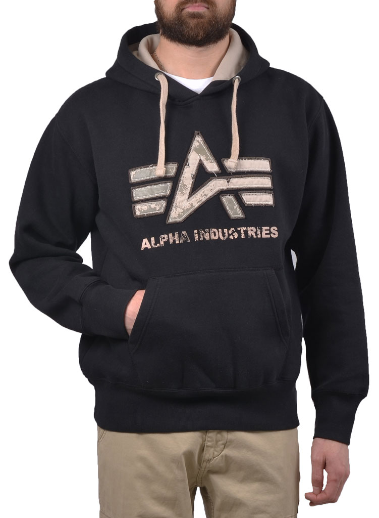 Толстовка ALPHA INDUSTRIES BIG A VINTAGE HOODY black washed 