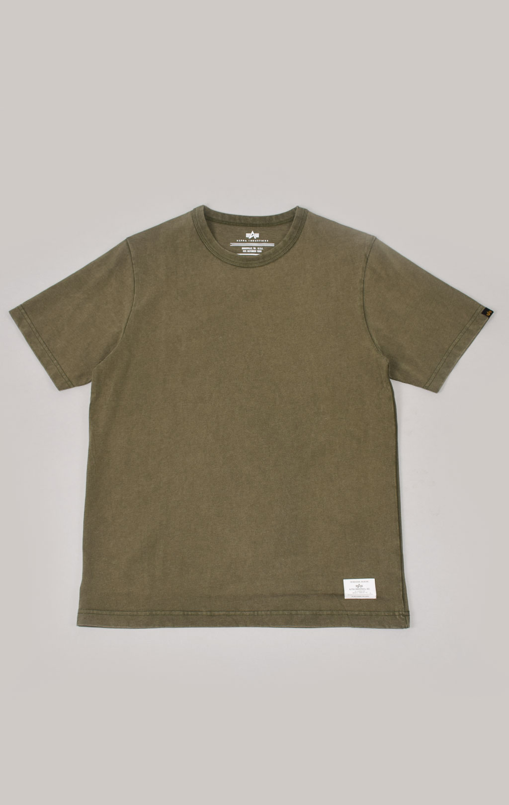 Футболка ALPHA INDUSTRIES ESSENTIAL WASHED TEE плотная FW 21/22 olive 