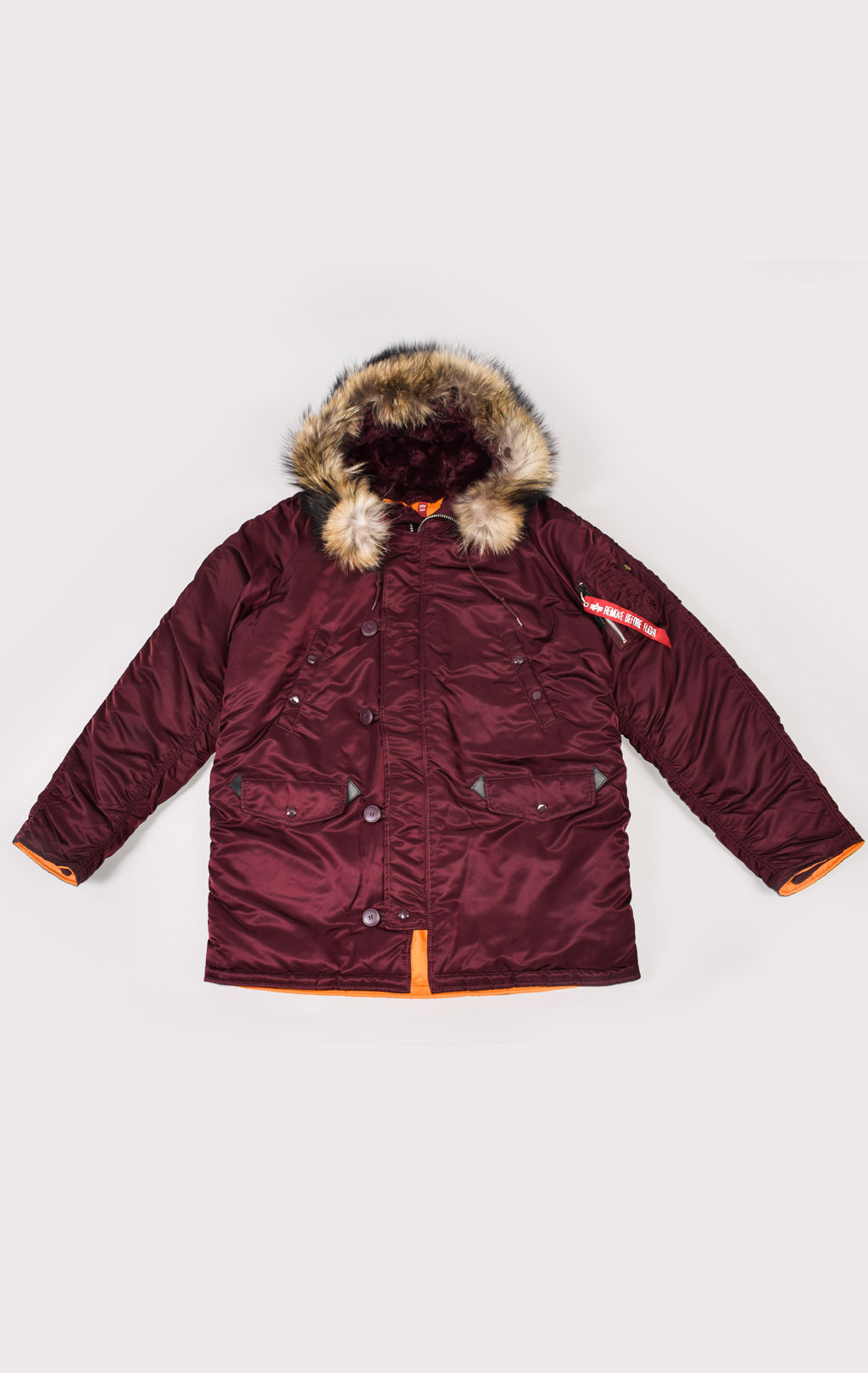 Аляска ALPHA INDUSTRIES SLIM FIT GEN-I N-3B натур. мех maroon/orange 