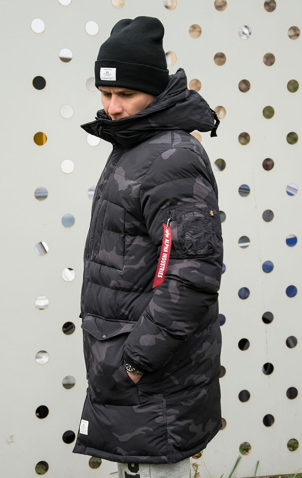 ALPHA INDUSTRIES QUILTED PARKA N 3B FW 21 22 m black woodland camo