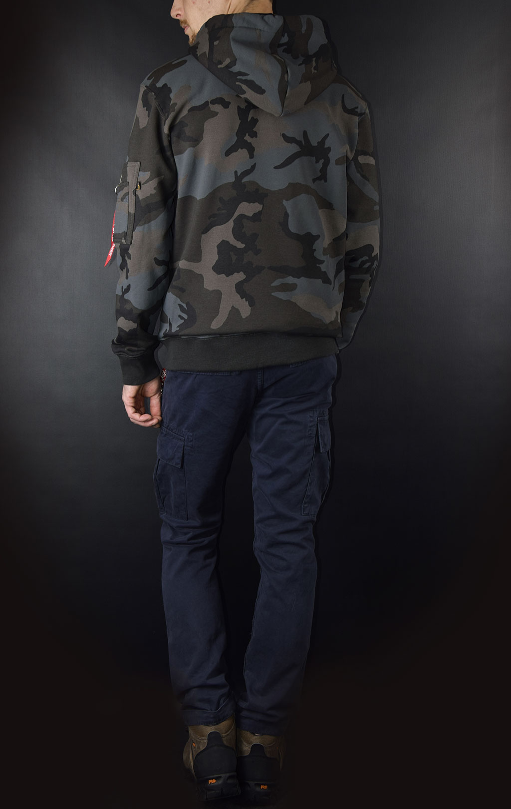 Толстовка ALPHA INDUSTRIES CARGO RUBBER PRINT HOODY black camo 