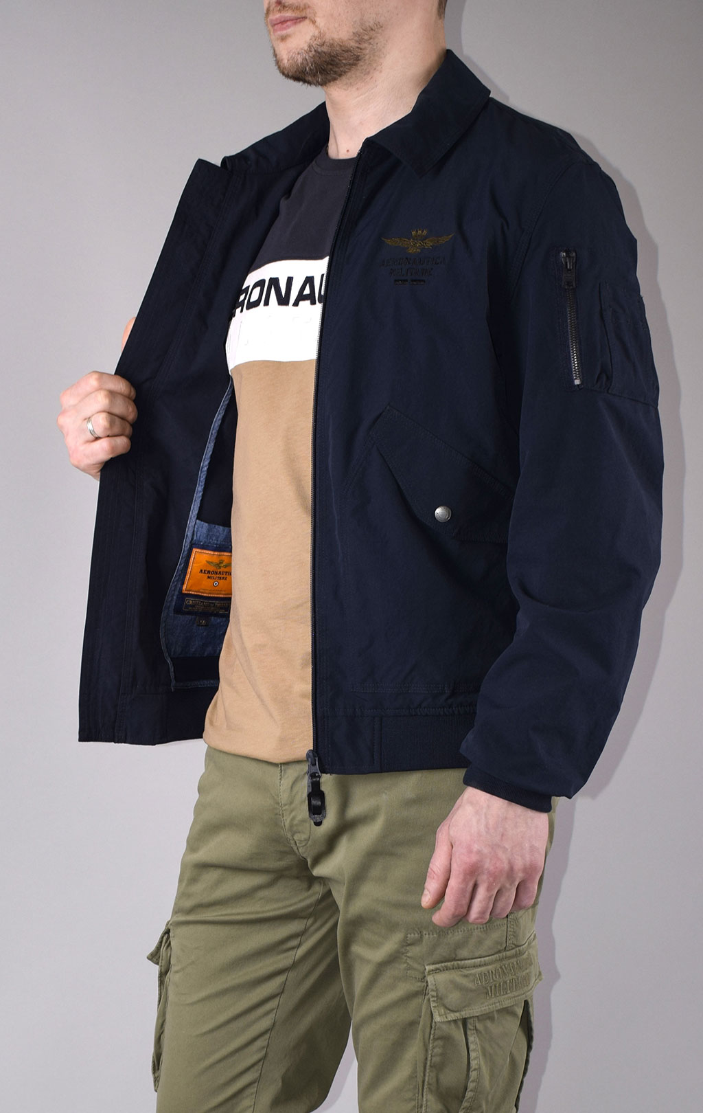 Ветровка-бомбер AERONAUTICA MILITARE SS 20/CN blue navy (AB 1845) 