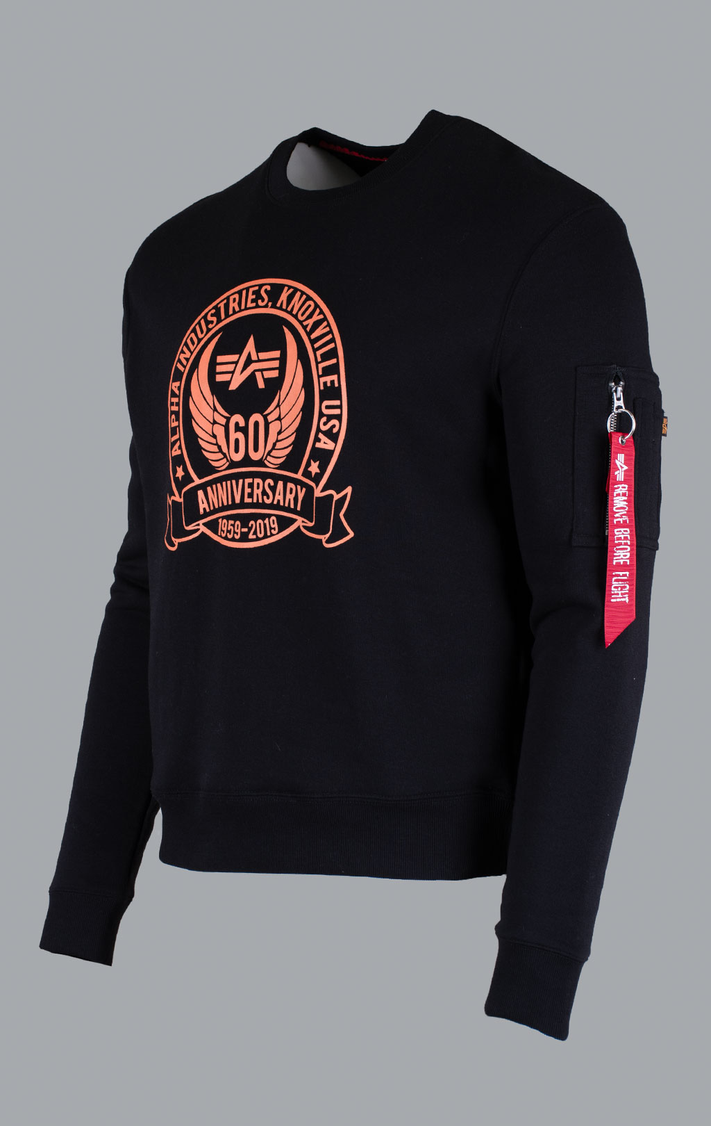 Свитшот ALPHA INDUSTRIES 60TH ANNIVERSARY CREW black 