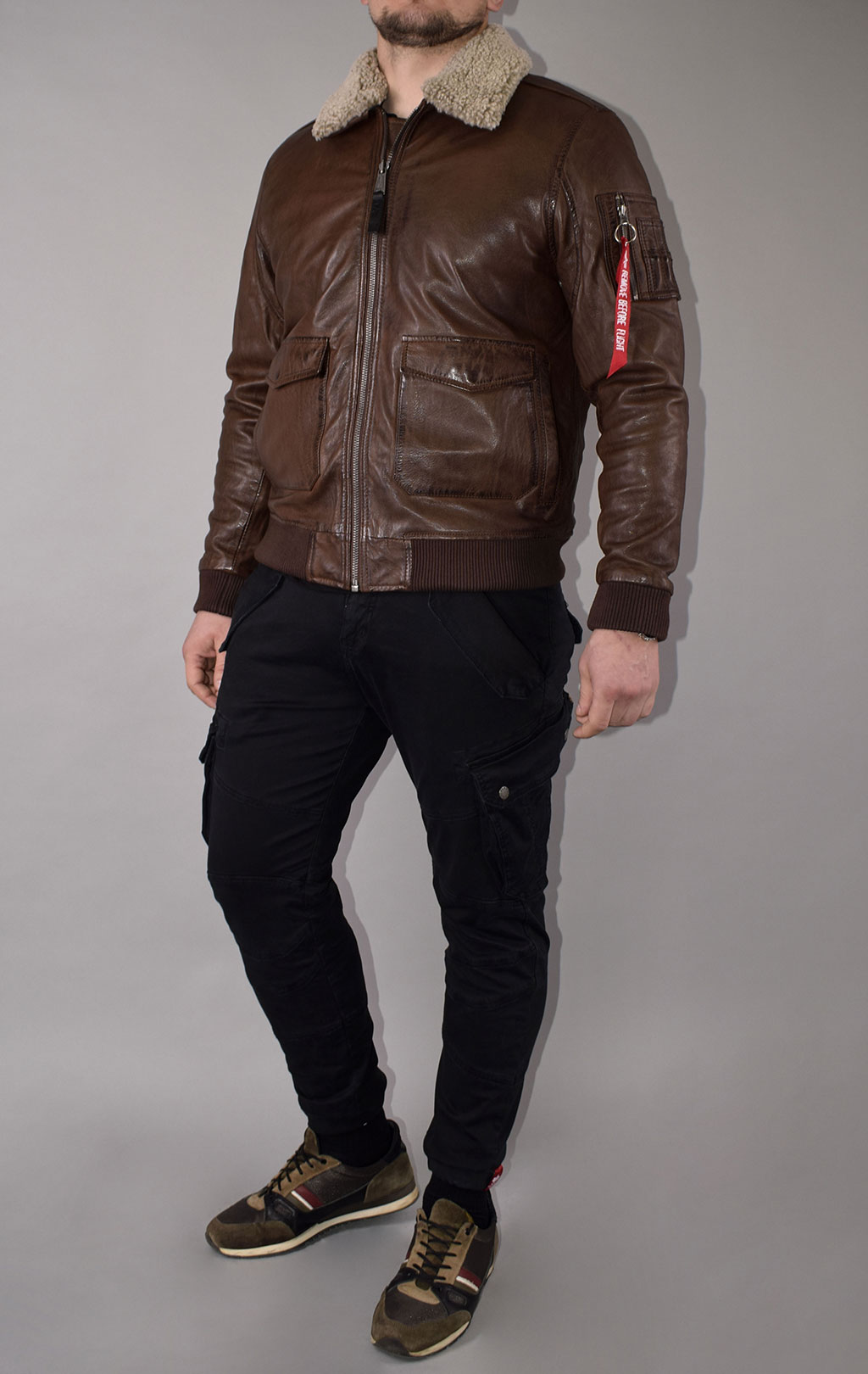 Куртка-пилот ALPHA INDUSTRIES G-1 кожа brown 