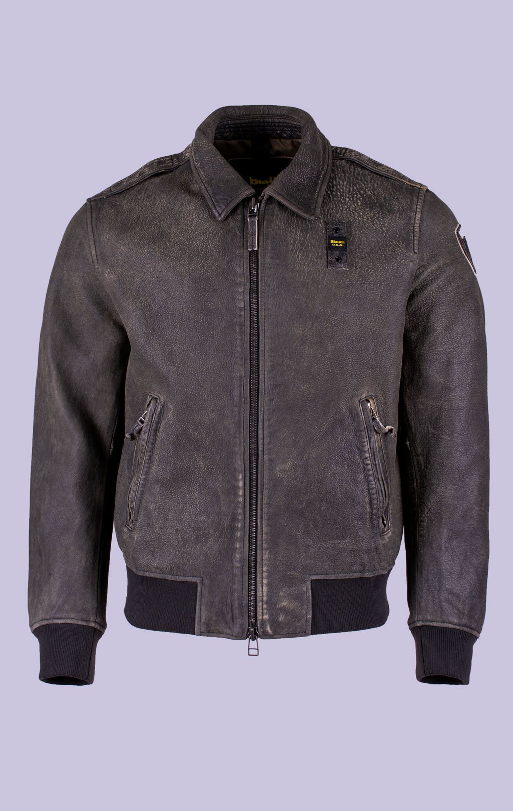 Куртка-пилот BLAUER ALLEN кожа FW 25/26 black washed (L02312) 