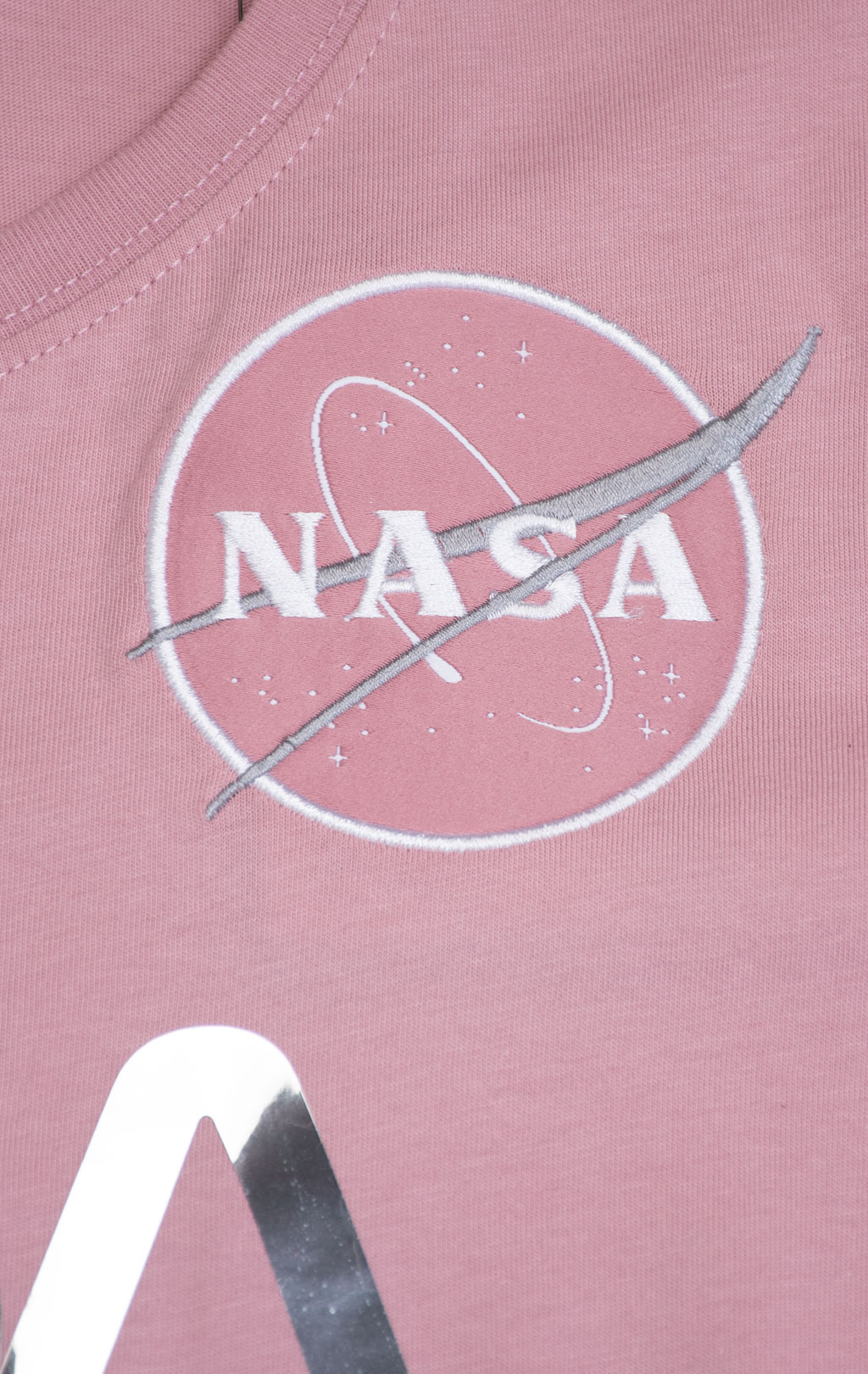 Женская футболка ALPHA INDUSTRIES NASA PM T silver pink/chrome 