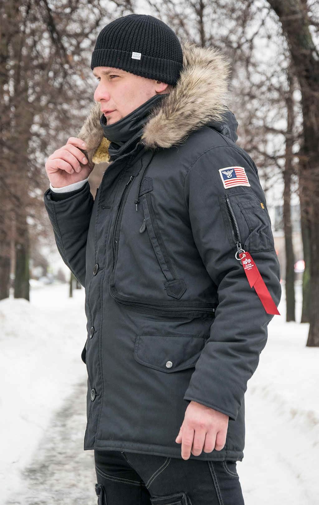 Аляска ALPHA INDUSTRIES POLAR натур. мех black 