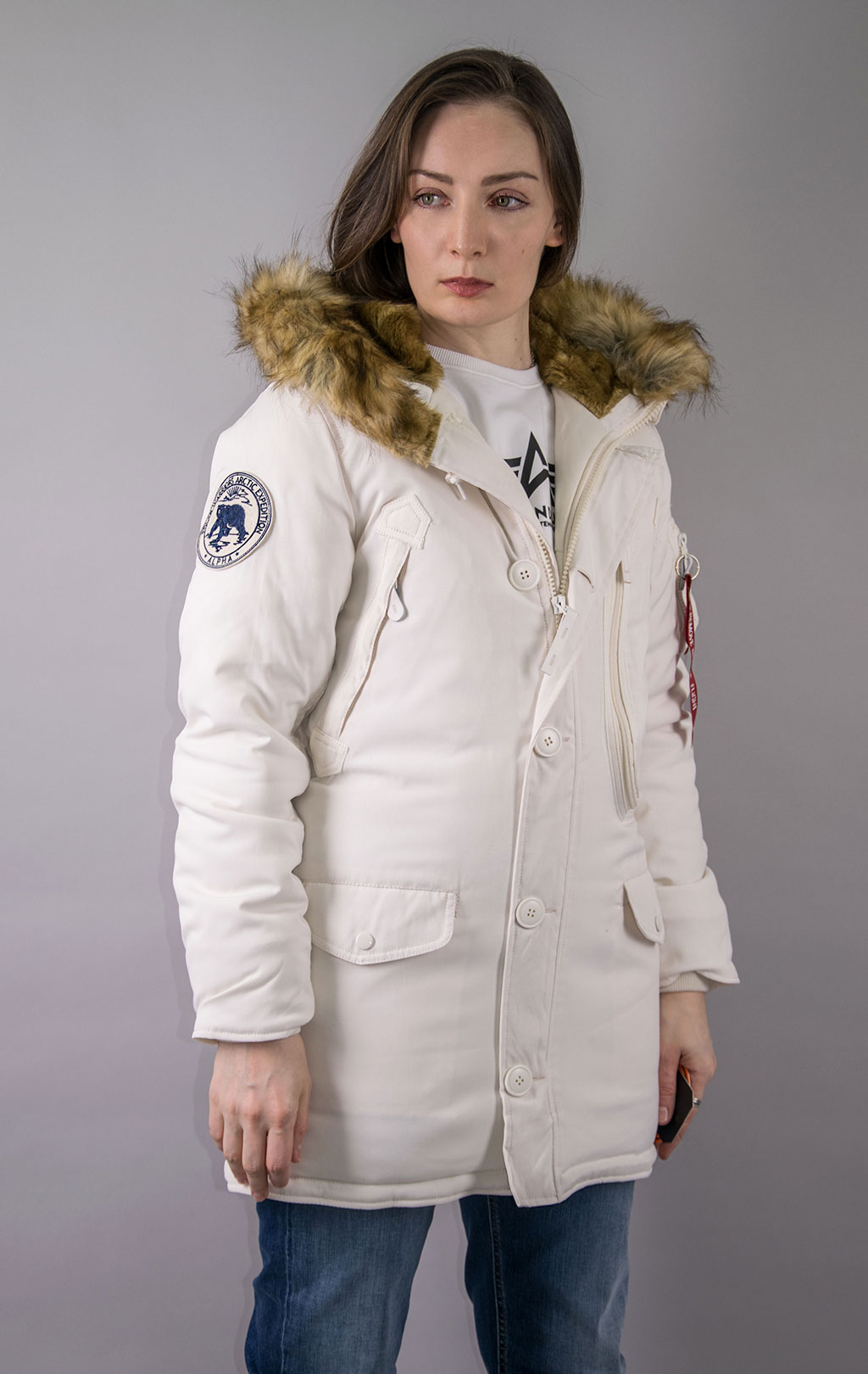 Женская аляска ALPHA INDUSTRIES POLAR jet stream white 