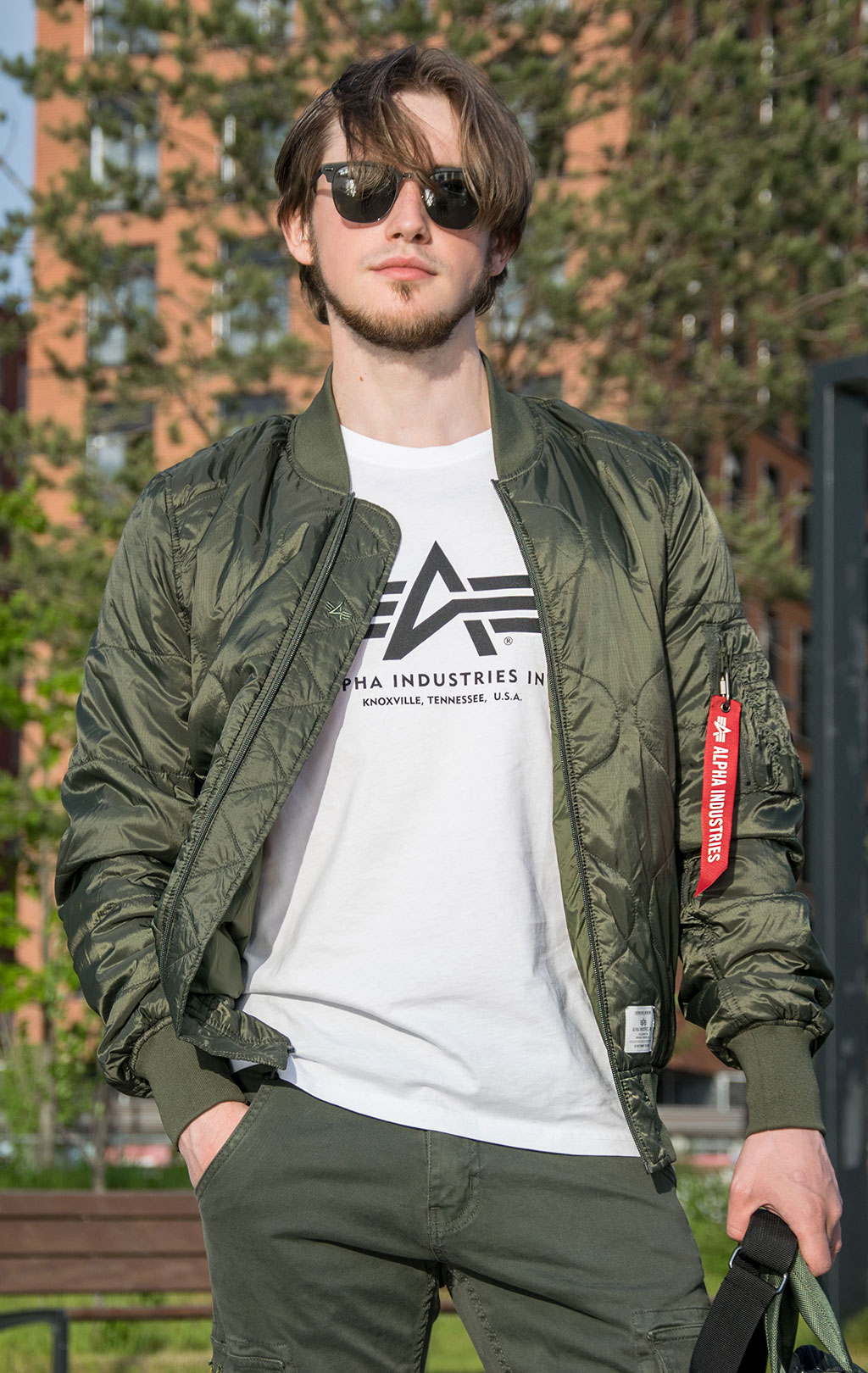 ALPHA INDUSTRIES QUILTED FLIGHT JACKET L 2B SS 22 m dark green ForceAge