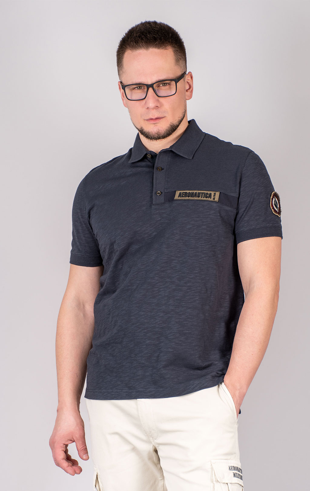 Футболка-поло AERONAUTICA MILITARE SS 25 m/TR blue navy (PO 1865) 