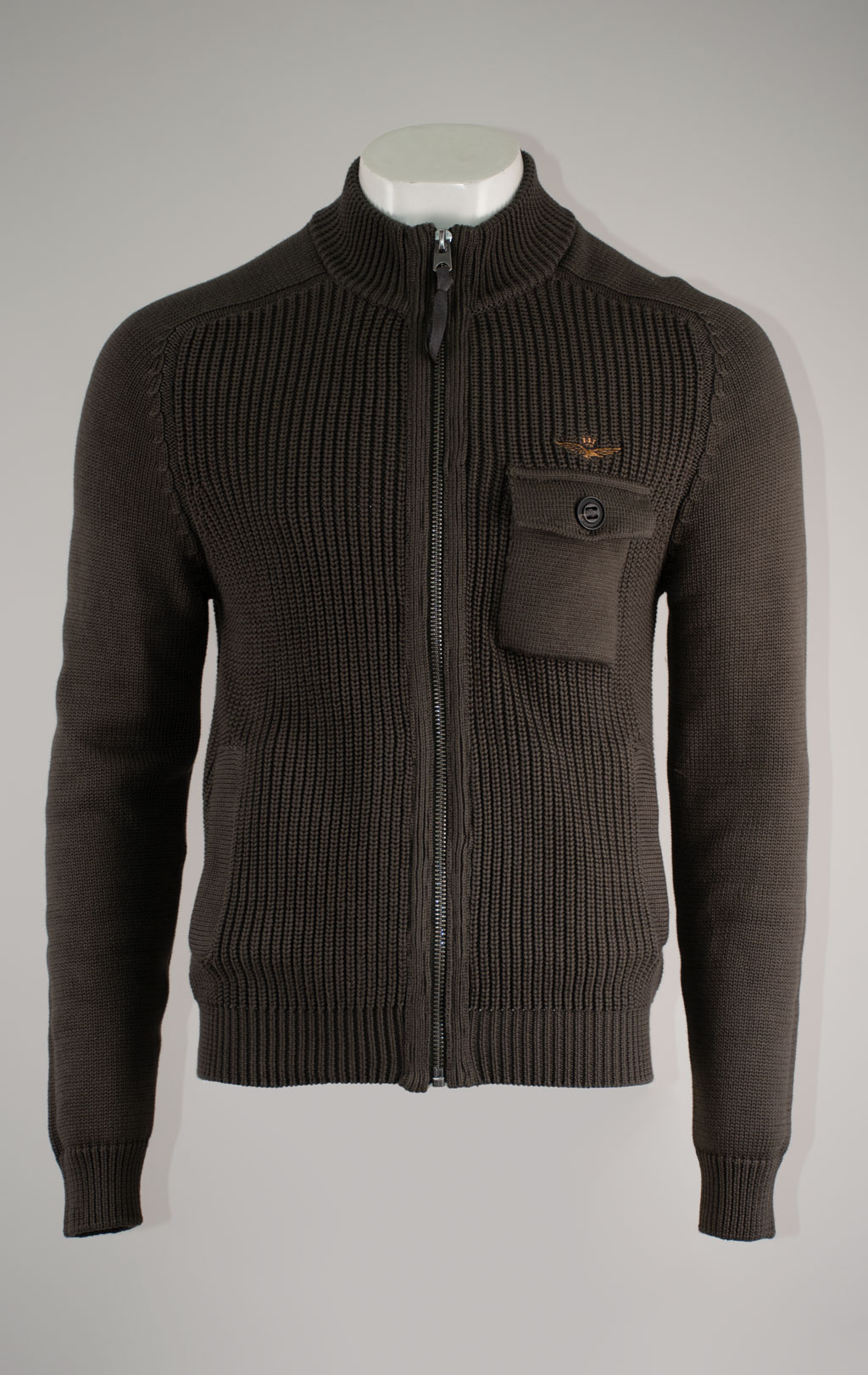Свитер на молнии AERONAUTICA MILITARE FW 25/26/BL beluga grey (MA 1565) 