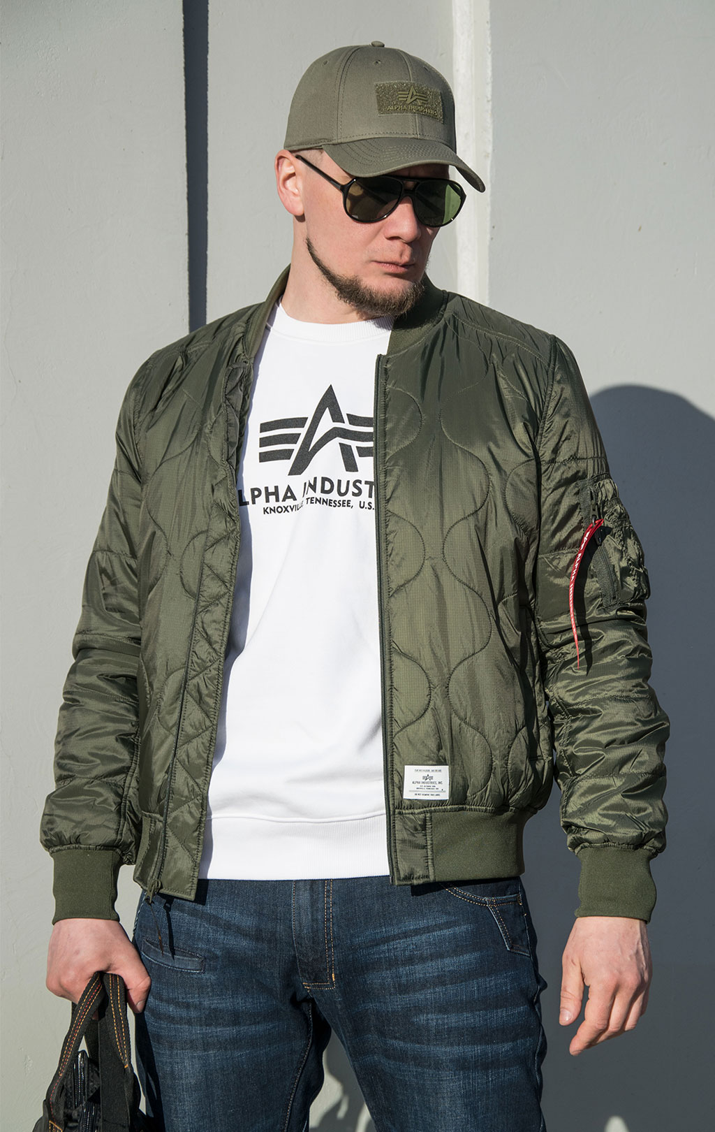 Ветровка-бомбер лётная ALPHA INDUSTRIES QUILTED FLIGHT JACKET L-2B SS 22 m dark green 