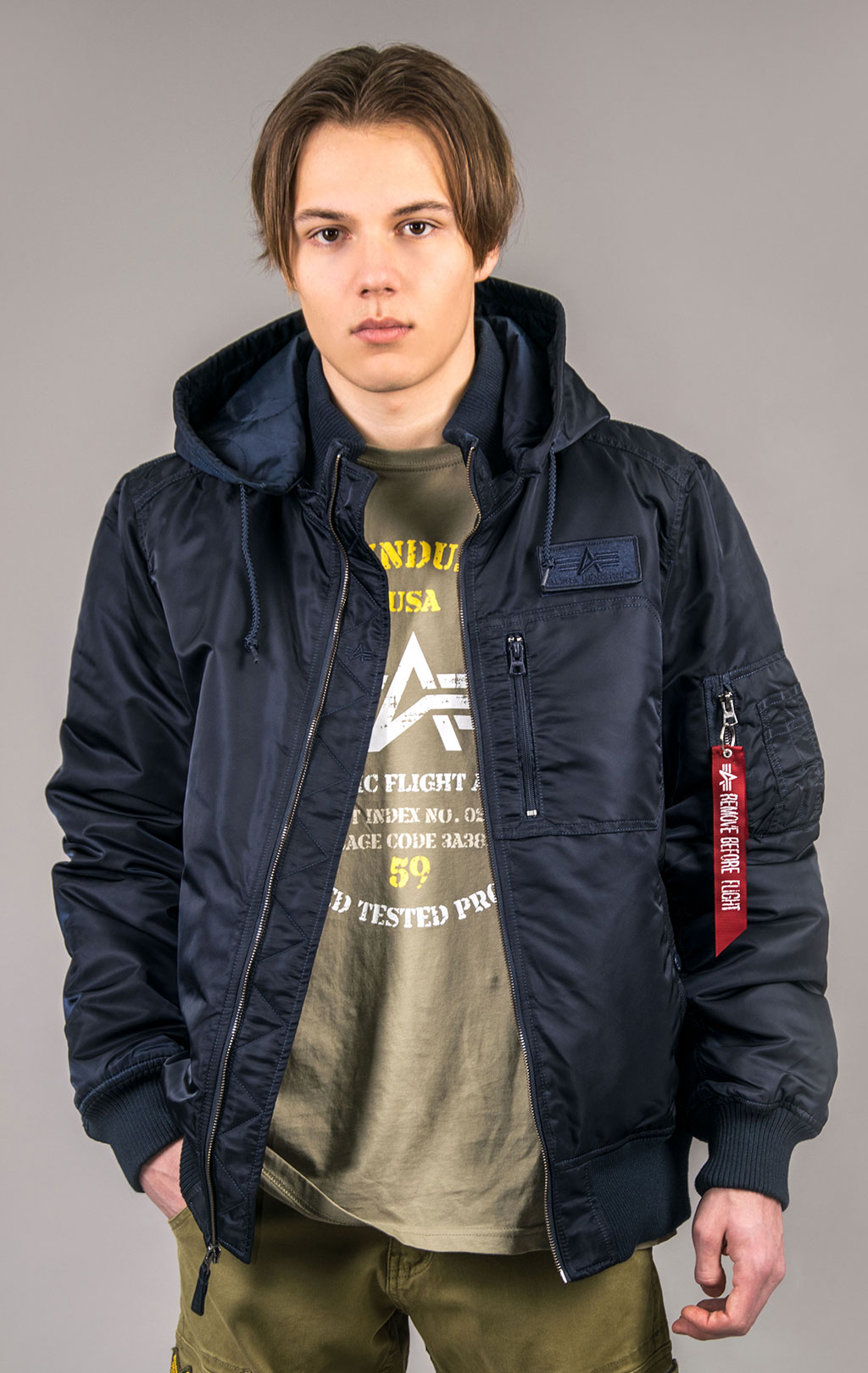 Куртка-бомбер лётная ALPHA INDUSTRIES HOODED RIB MA-1 FW 21 m replica blue 