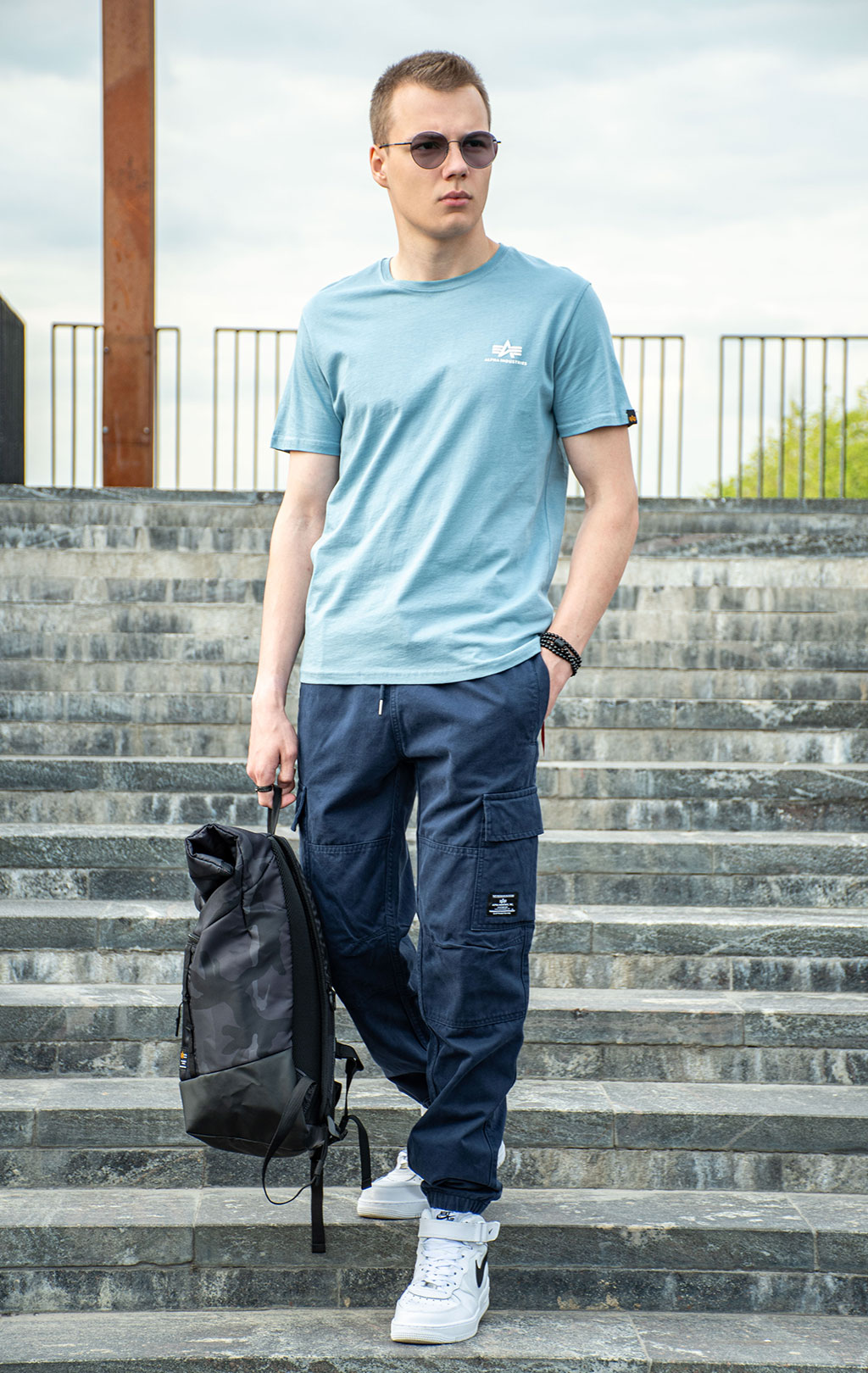 Футболка ALPHA INDUSTRIES BASIC T SMALL LOGO greyblue 