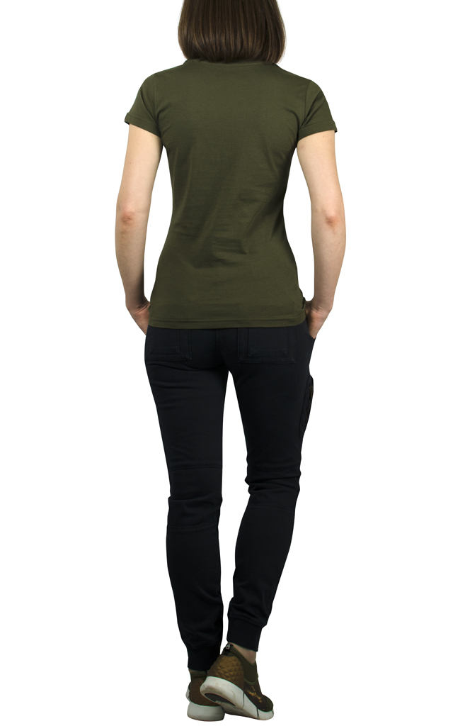 Женская футболка ALPHA INDUSTRIES LOGO T dark green 