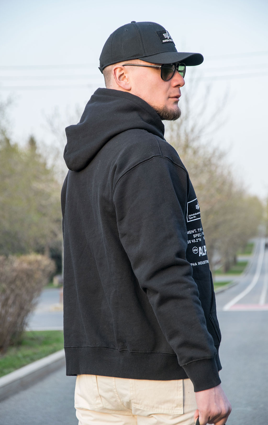 ALPHA INDUSTRIES ESSENTIAL SPEC PRINT HOODIE FW 22 23 black
