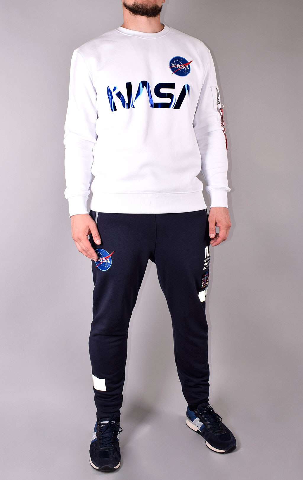 Свитшот ALPHA INDUSTRIES NASA reflective white/blue 