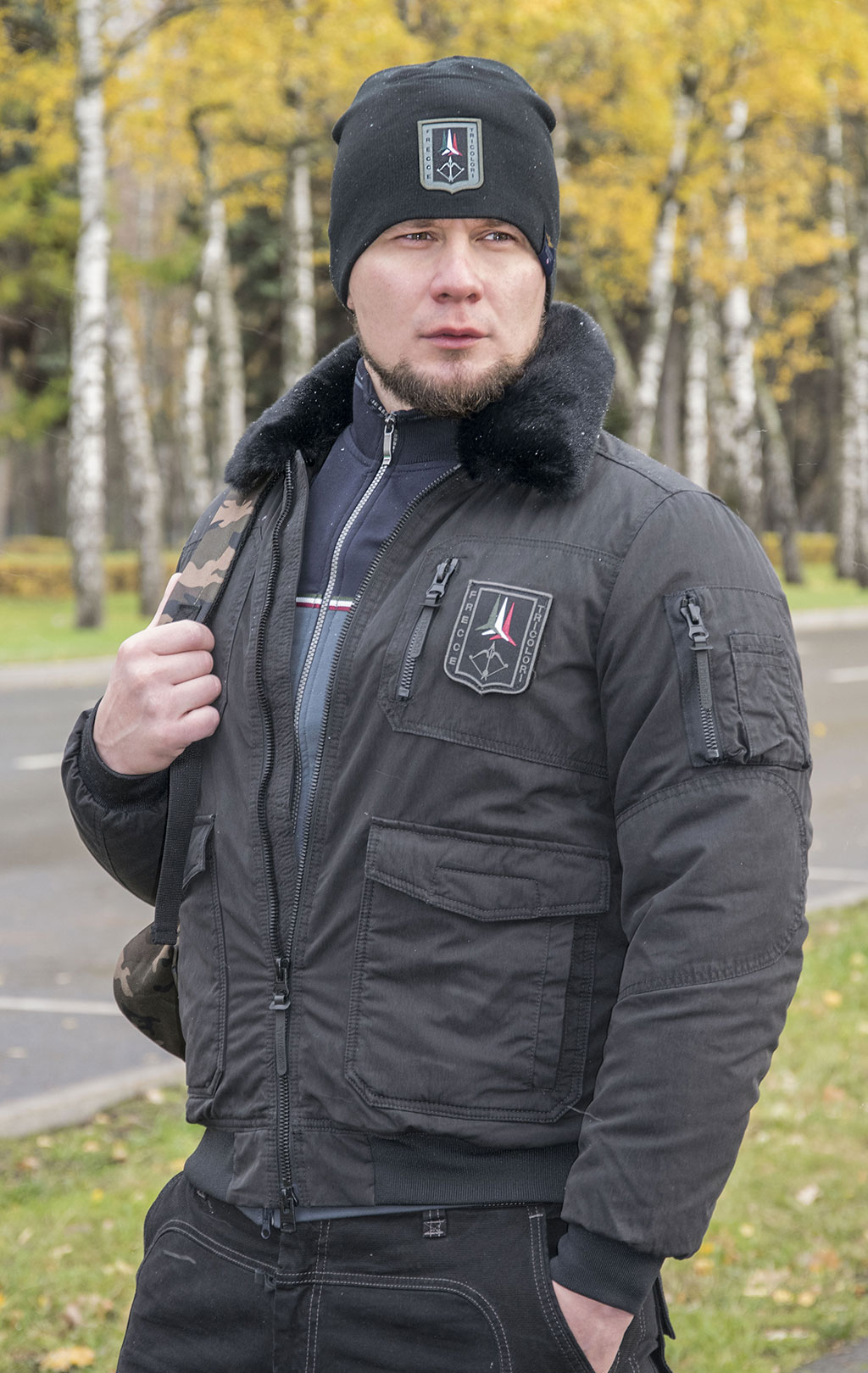 Куртка-пилот AERONAUTICA MILITARE big size FW 22/23 m/BD jet black (AB 2041) 