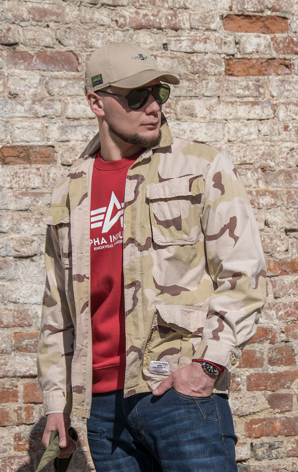 Ветровка ALPHA INDUSTRIES JUNGLE FATIGUE SHIRT JACKET SS 22 m desert camo 