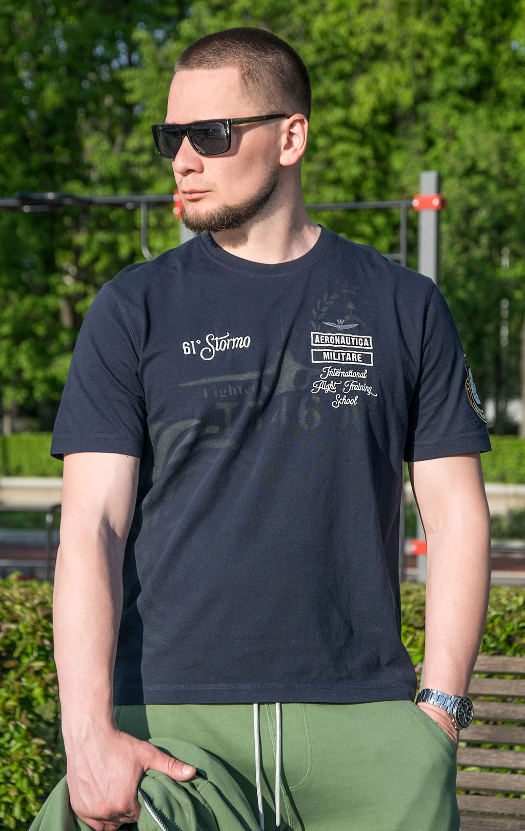 Футболка AERONAUTICA MILITARE SS 23/TR blue black (TS 2055) 