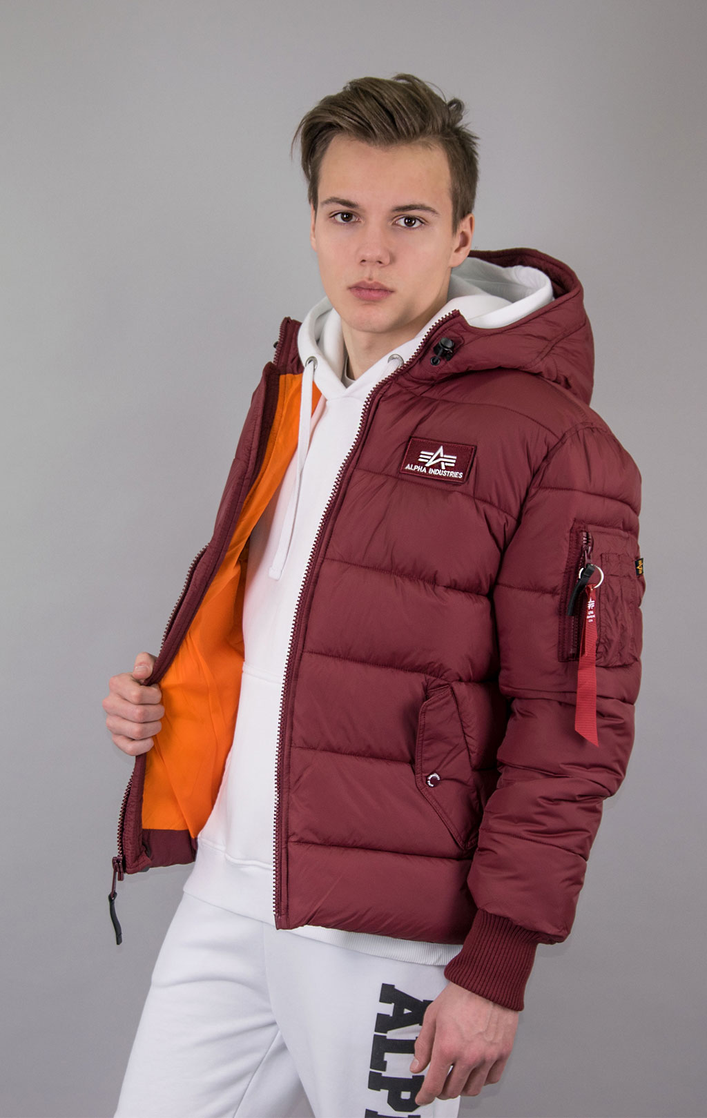 Куртка ALPHA INDUSTRIES HOODED PUFFER ALPHA FD burgundy 