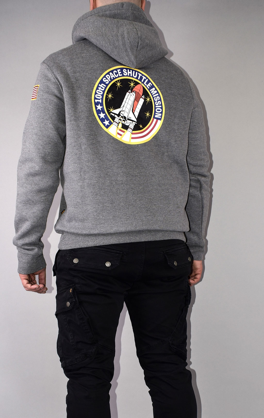 Толстовка ALPHA INDUSTRIES NASA SPACE SHUTTLE HOODIE medium charcoal heather 