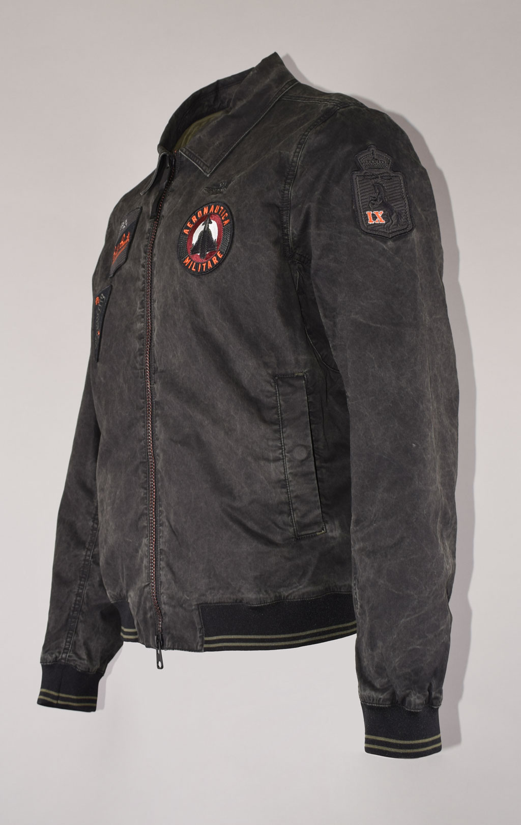 Ветровка-бомбер AERONAUTICA MILITARE big size SS 22 m/CN jet black (AB 2000) 